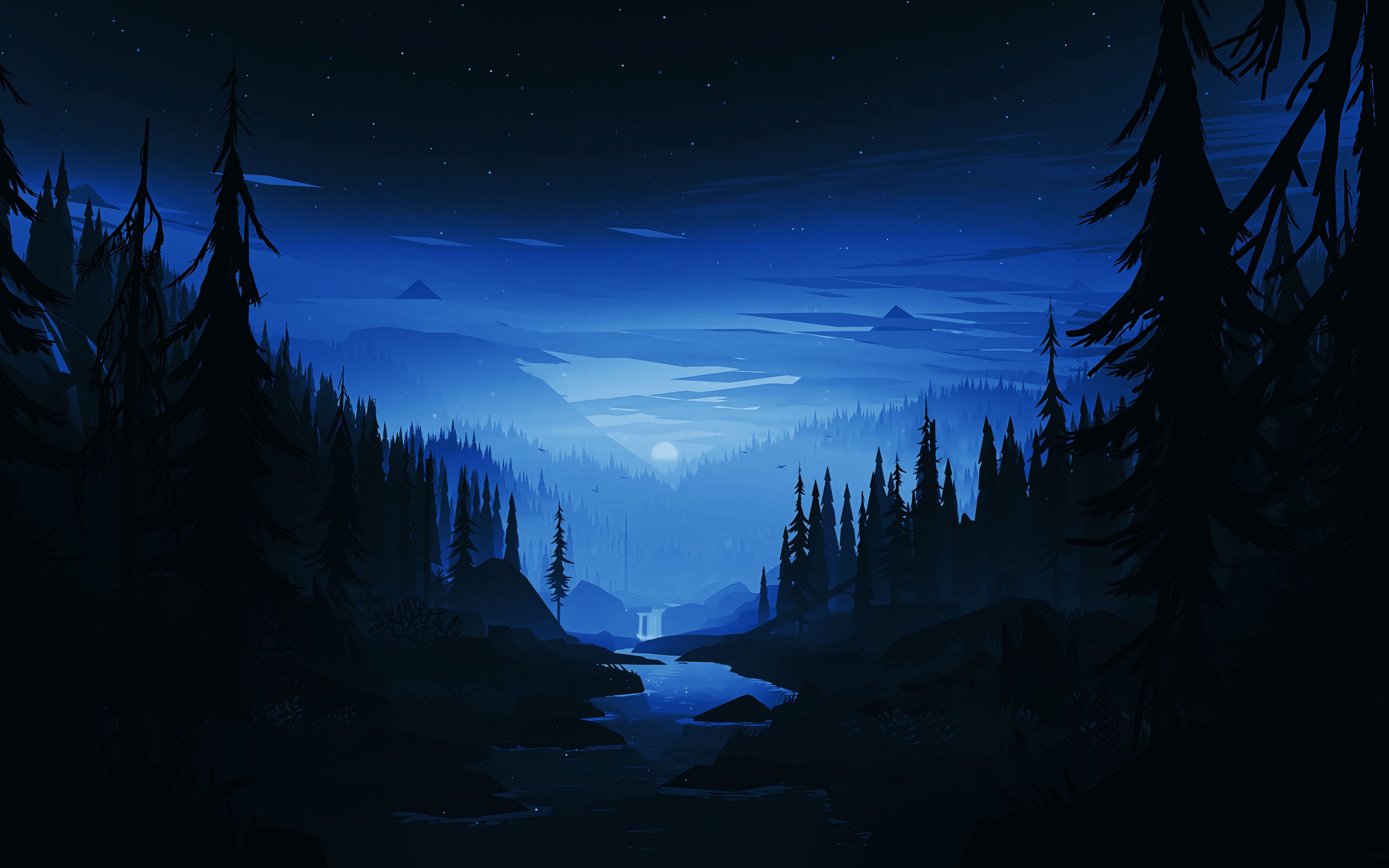 Mountain Minimalist Night Wallpapers