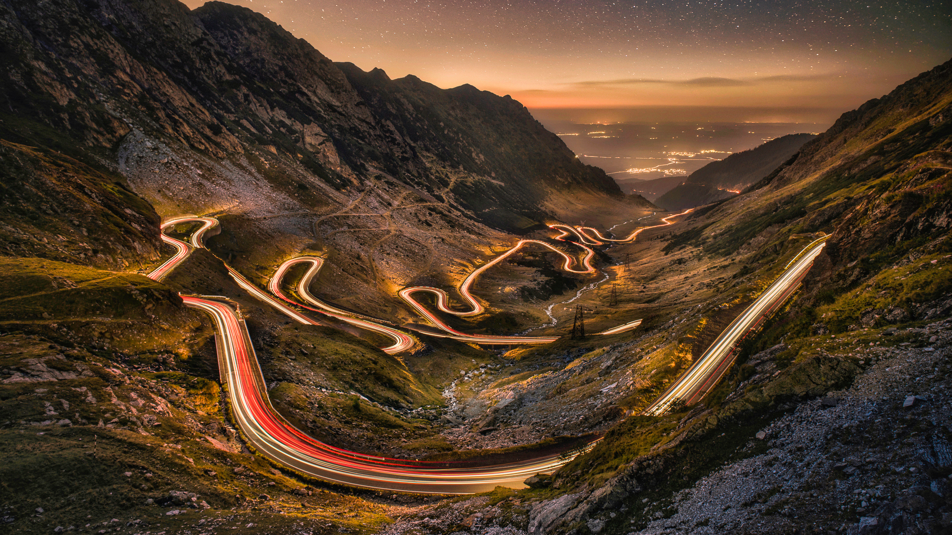 Mountain Nature Night Road Wallpapers