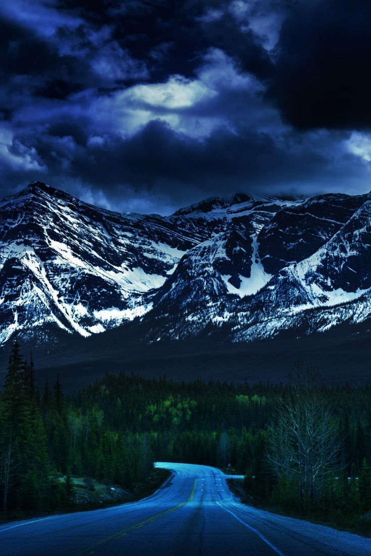 Mountain Nature Night Road Wallpapers