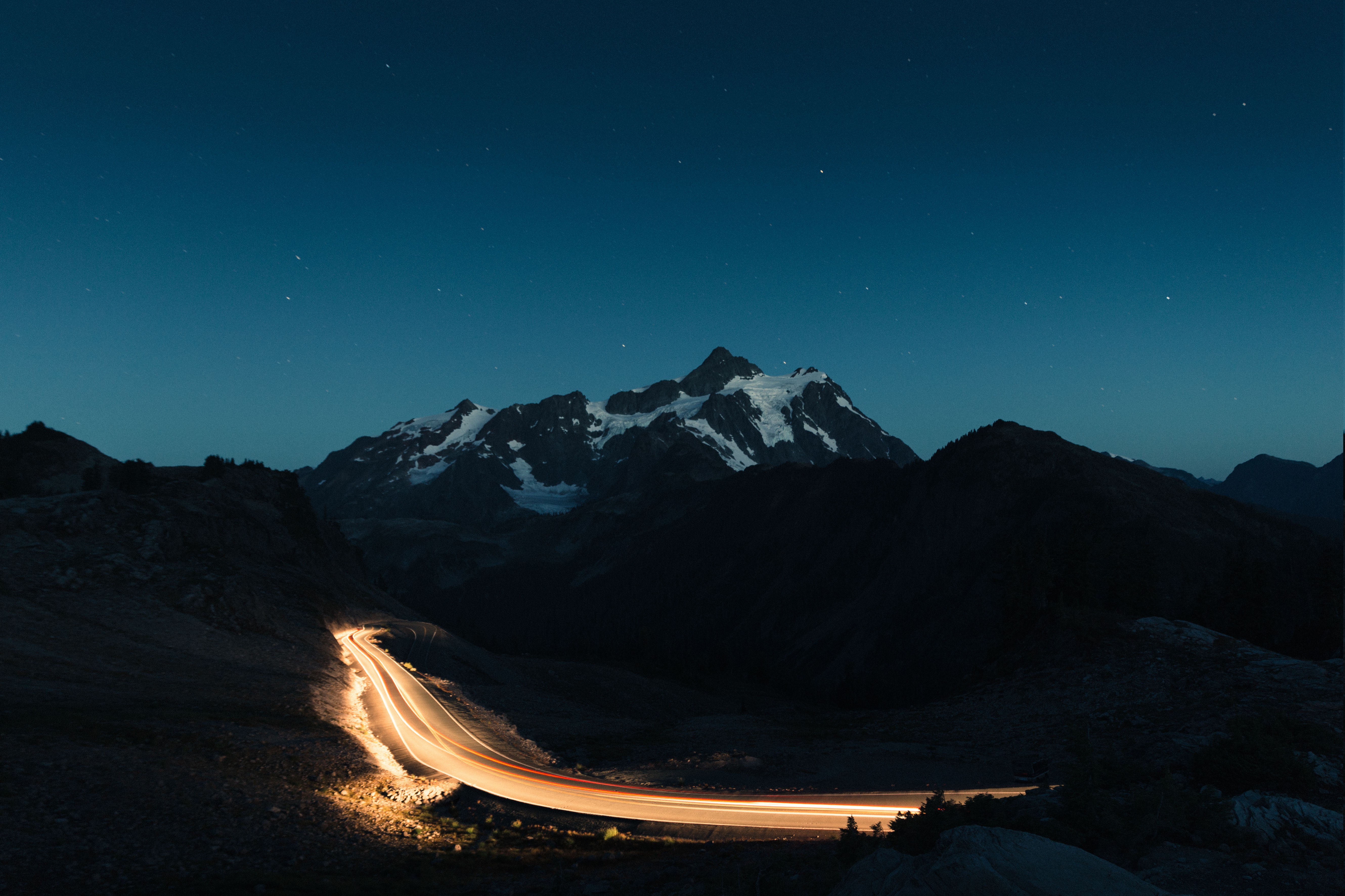 Mountain Nature Night Road Wallpapers