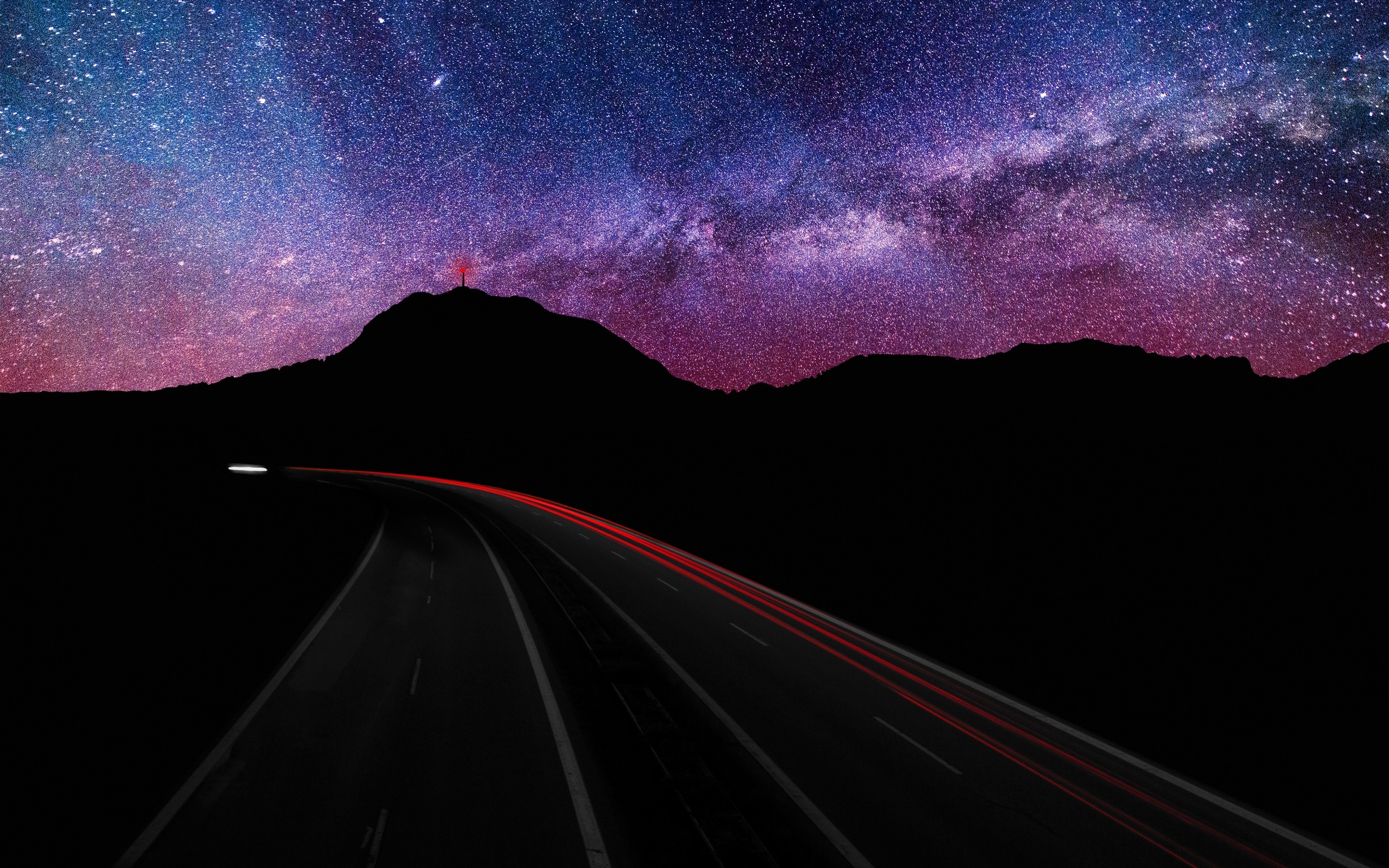 Mountain Nature Night Road Wallpapers