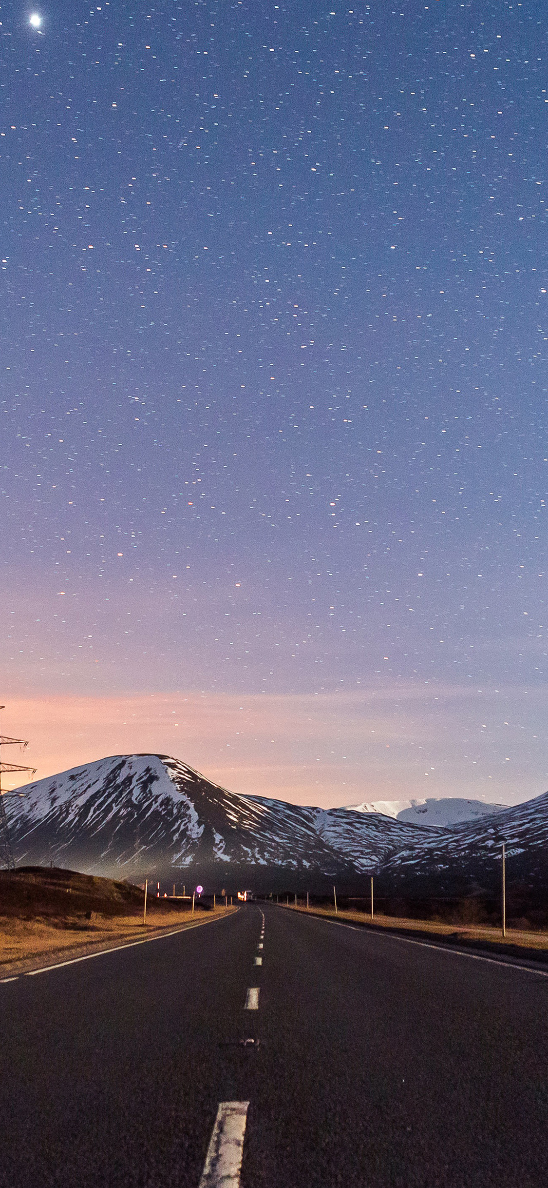 Mountain Nature Night Road Wallpapers