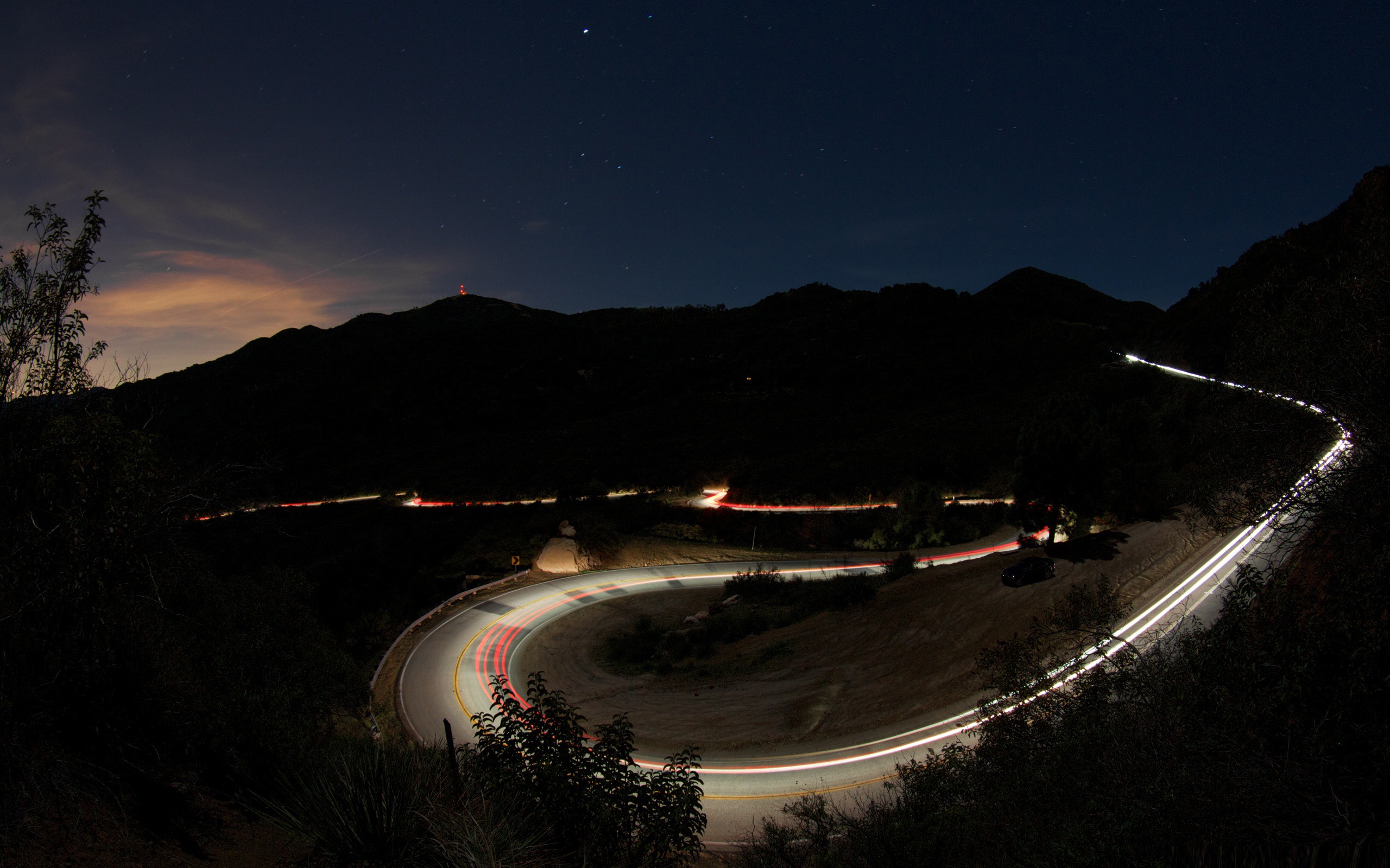 Mountain Nature Night Road Wallpapers