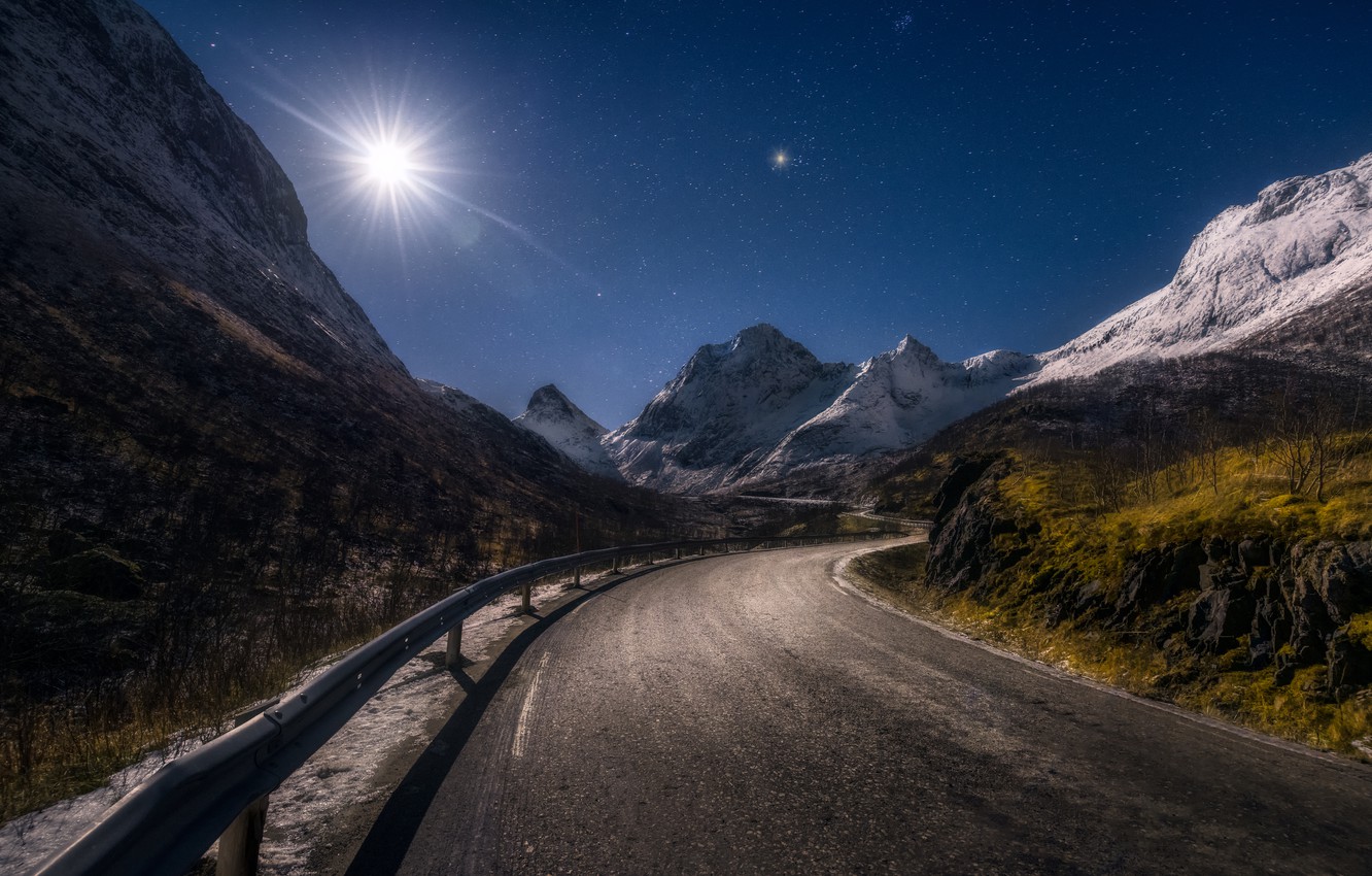 Mountain Nature Night Road Wallpapers