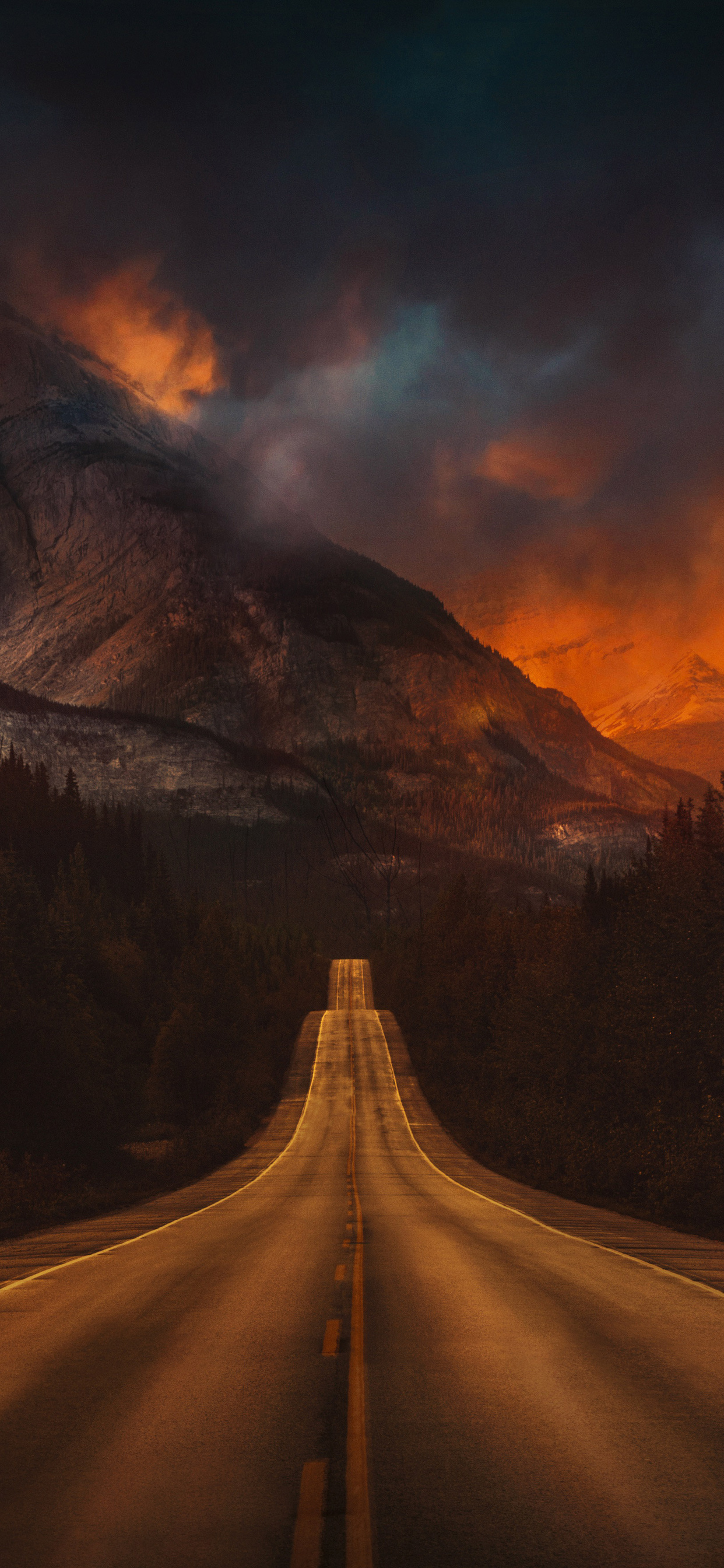 Mountain Nature Night Road Wallpapers