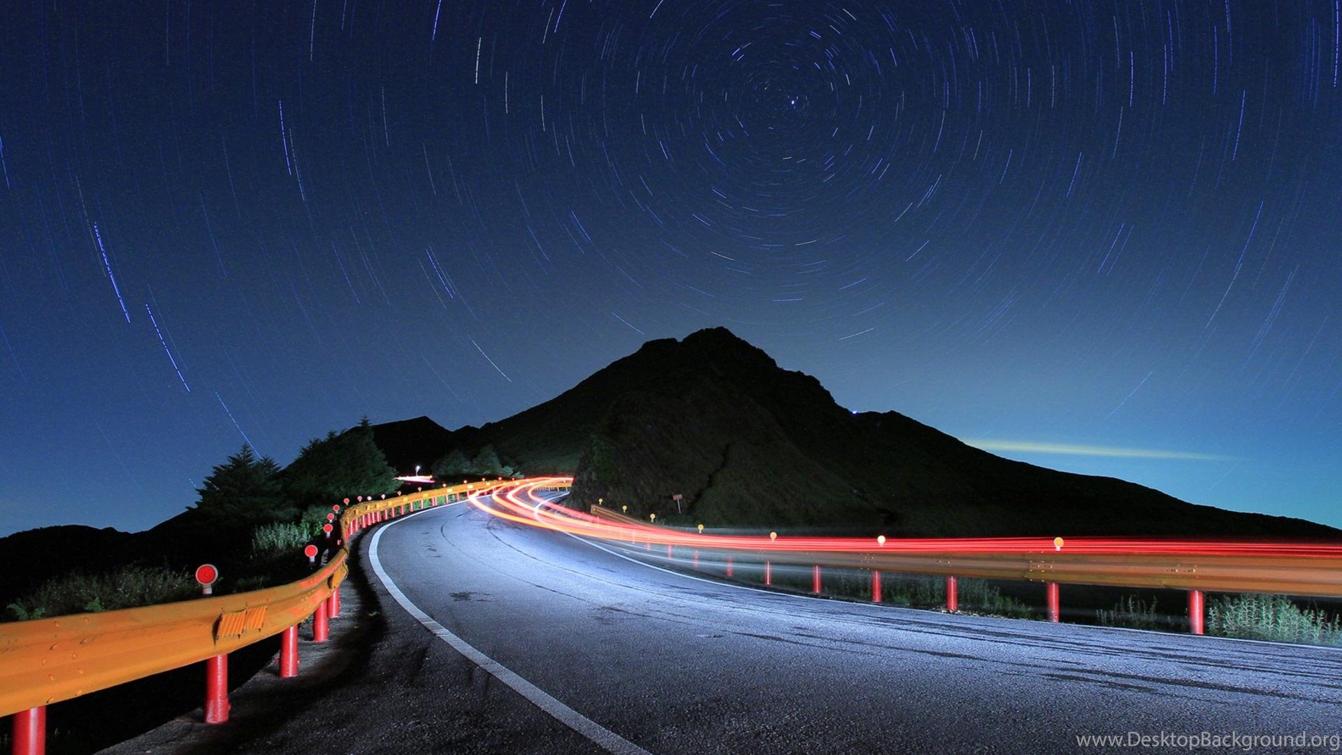 Mountain Nature Night Road Wallpapers