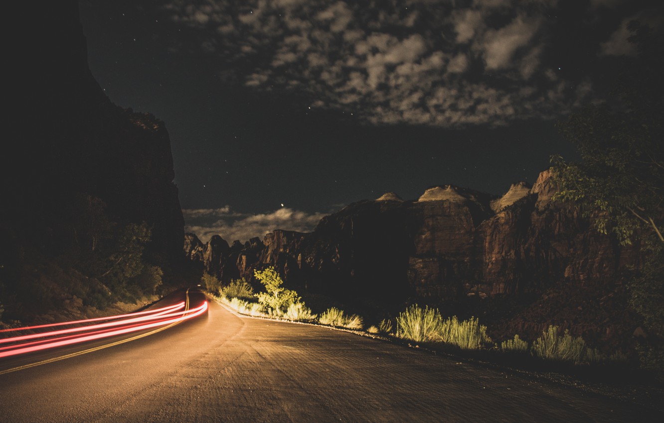 Mountain Nature Night Road Wallpapers