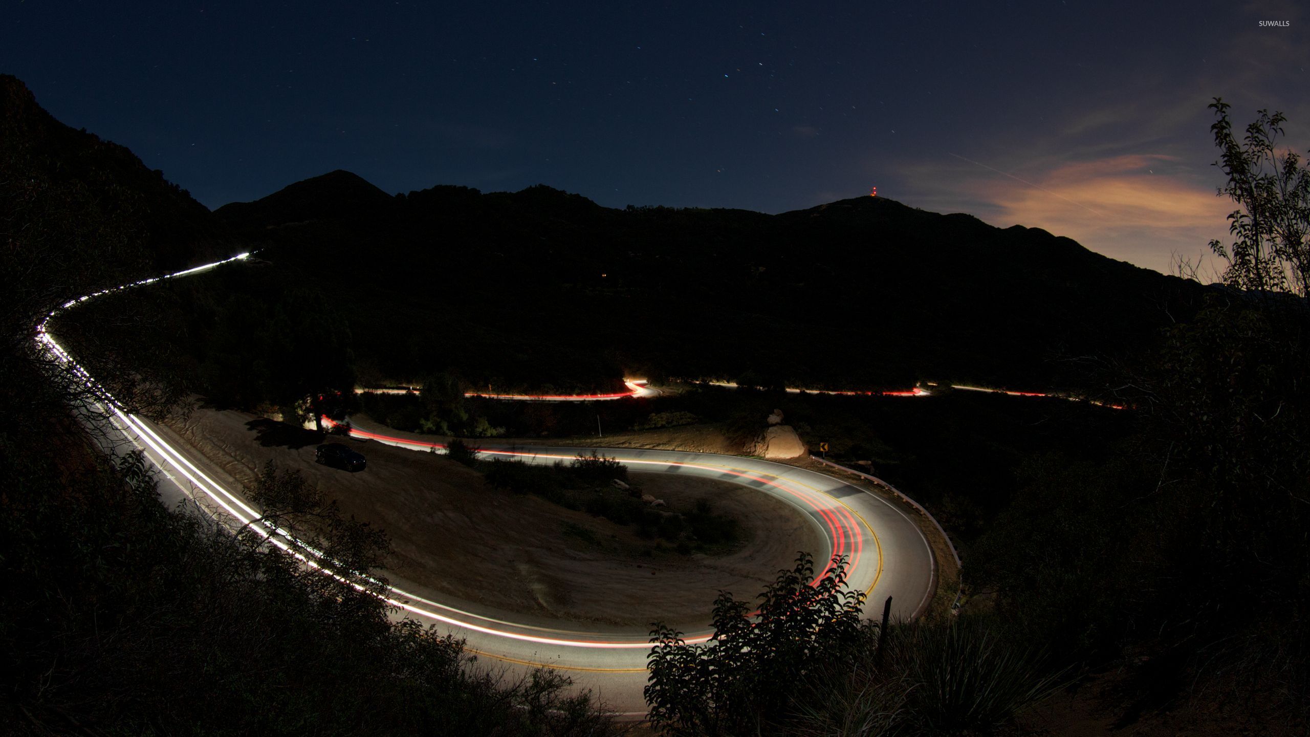 Mountain Nature Night Road Wallpapers