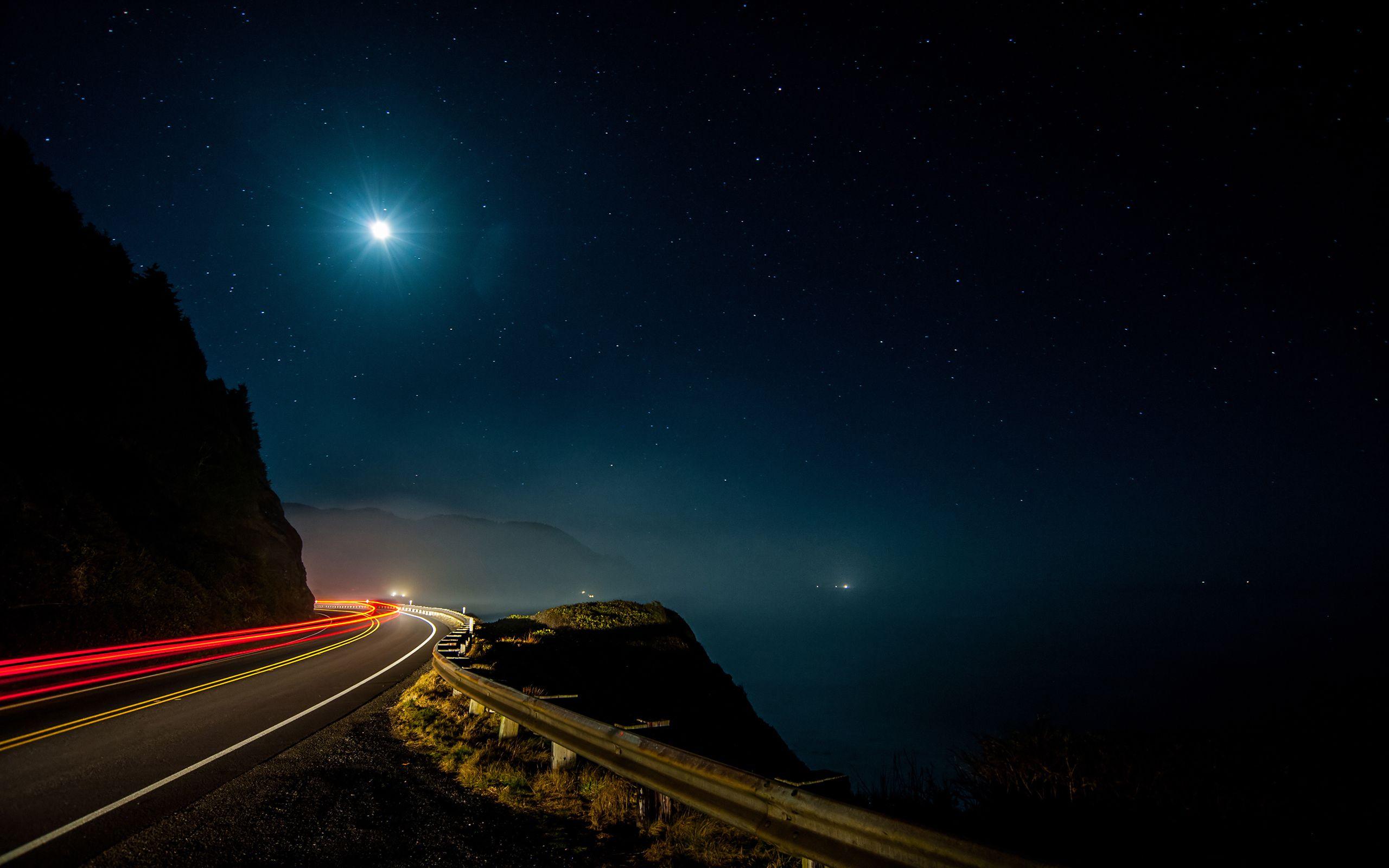 Mountain Nature Night Road Wallpapers