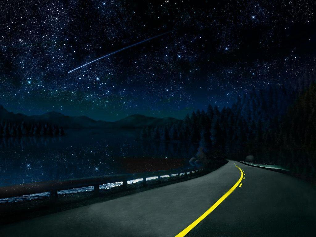 Mountain Nature Night Road Wallpapers