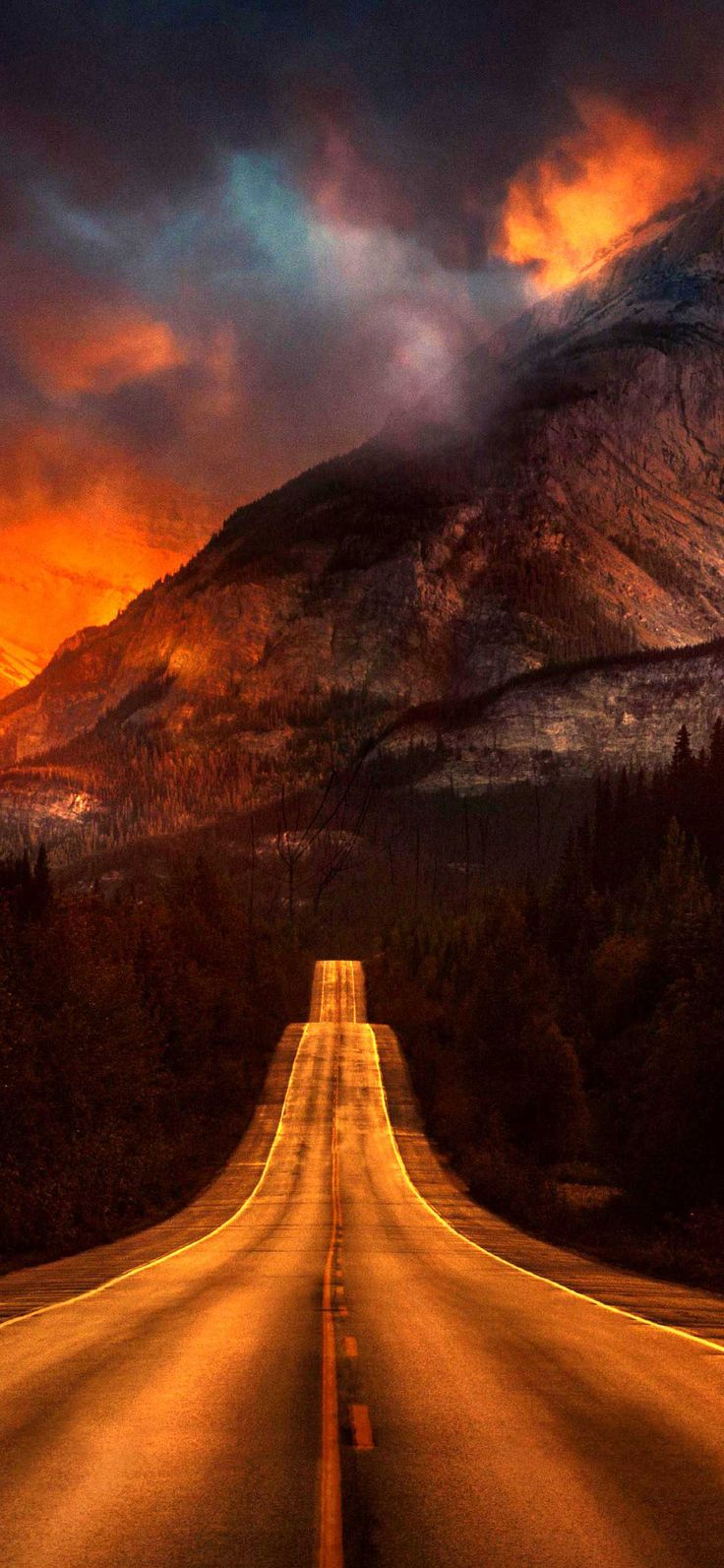 Mountain Nature Night Road Wallpapers