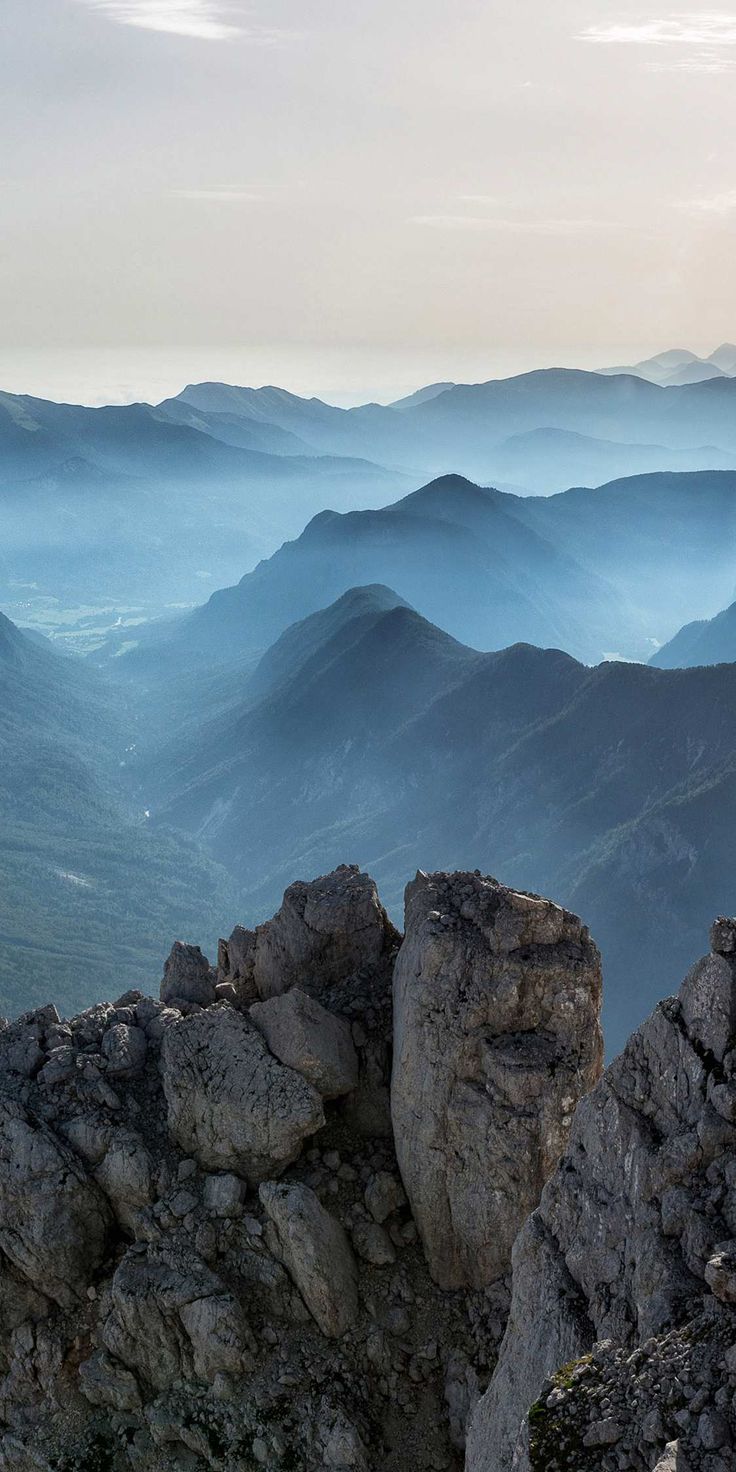 Mountain Peaks Fog  And Pink Clouds Wallpapers