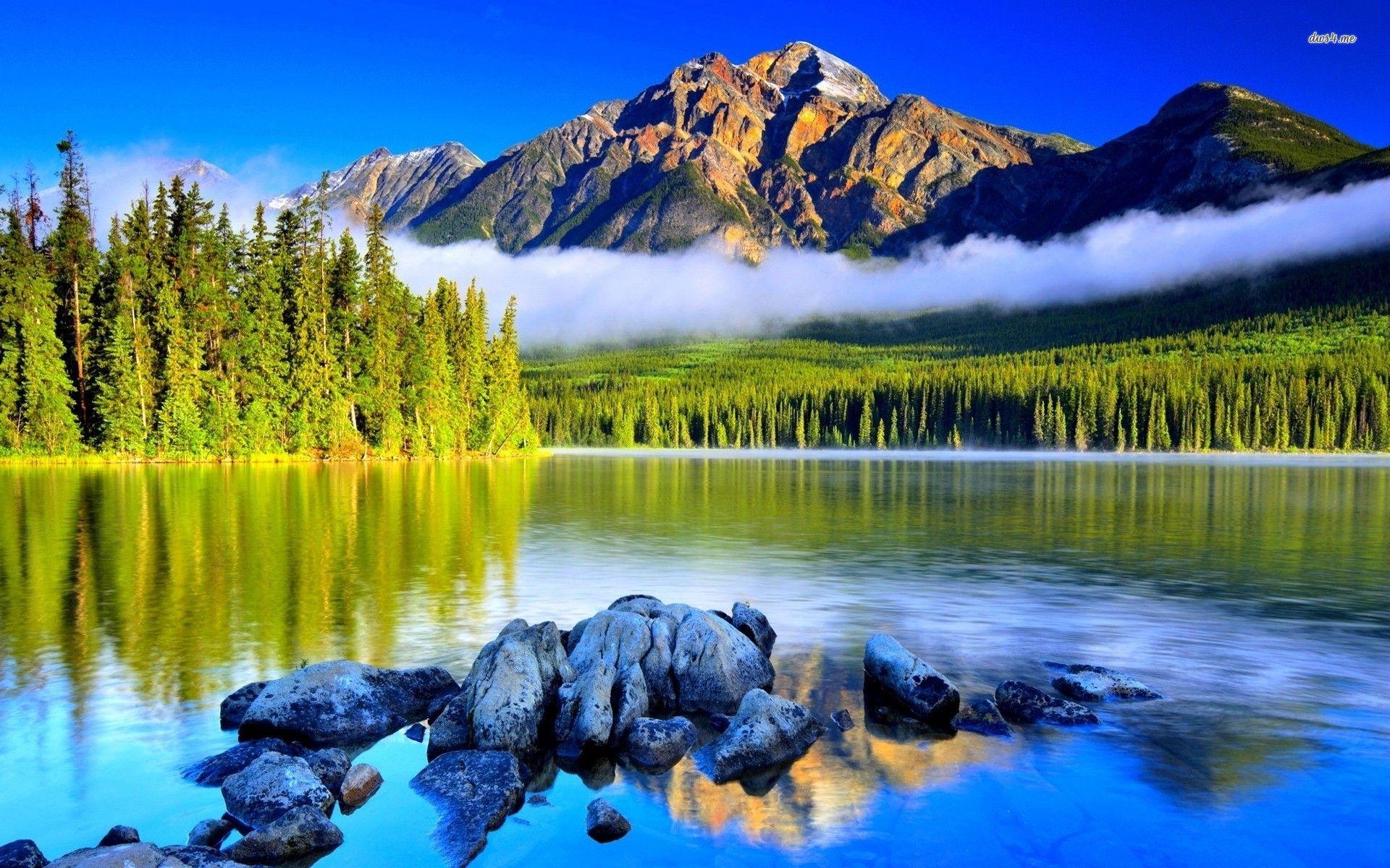 Mountain Reflection On Lake Side Wallpapers