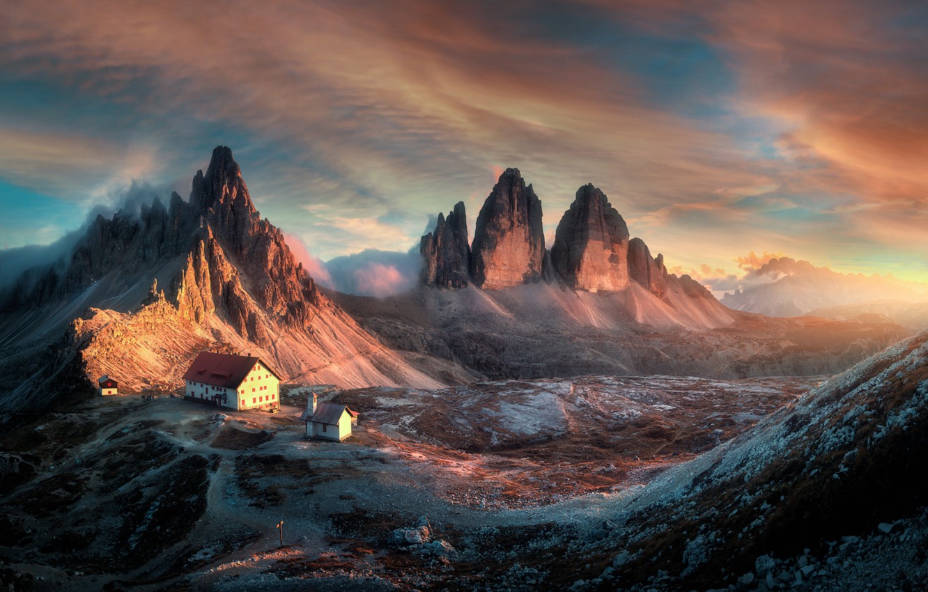 Mountain View In Italy Sunset Wallpapers