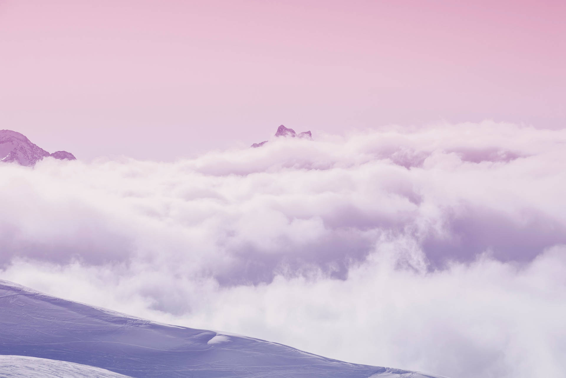 Mountain With Clouds In Background Of Blue And Purple Sky