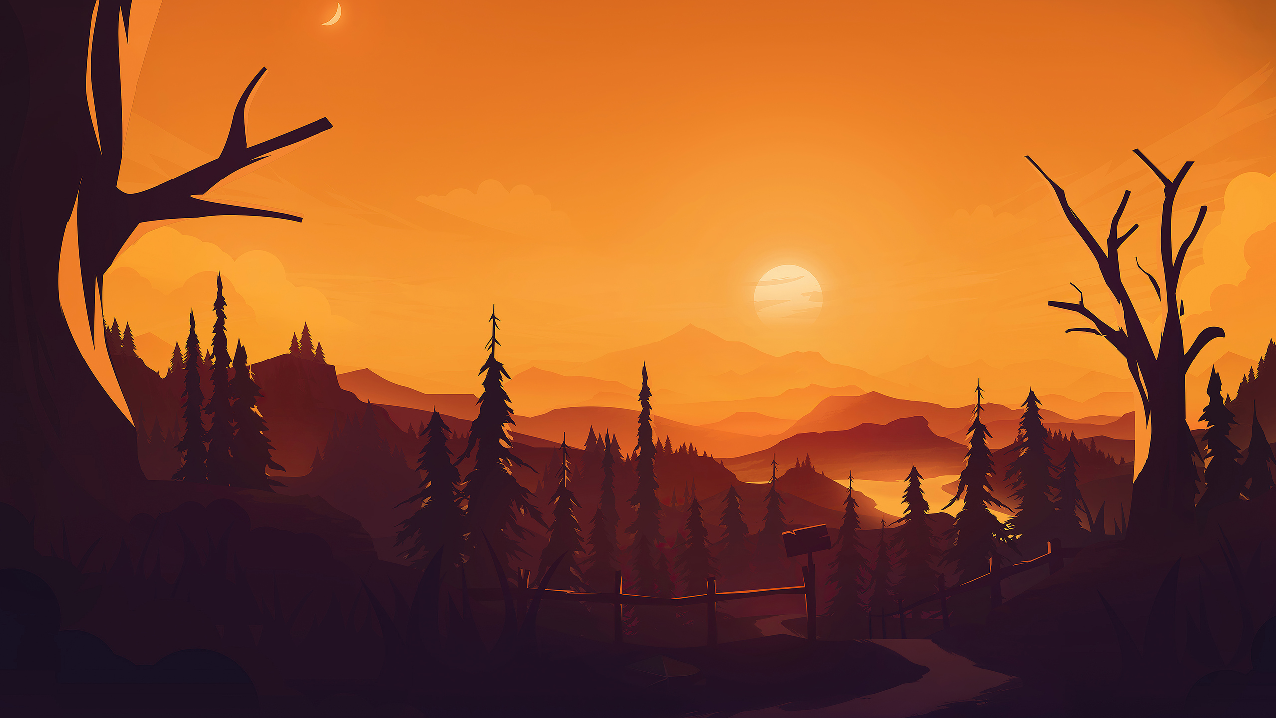 Mountains Silhouette During Sunset Wallpapers