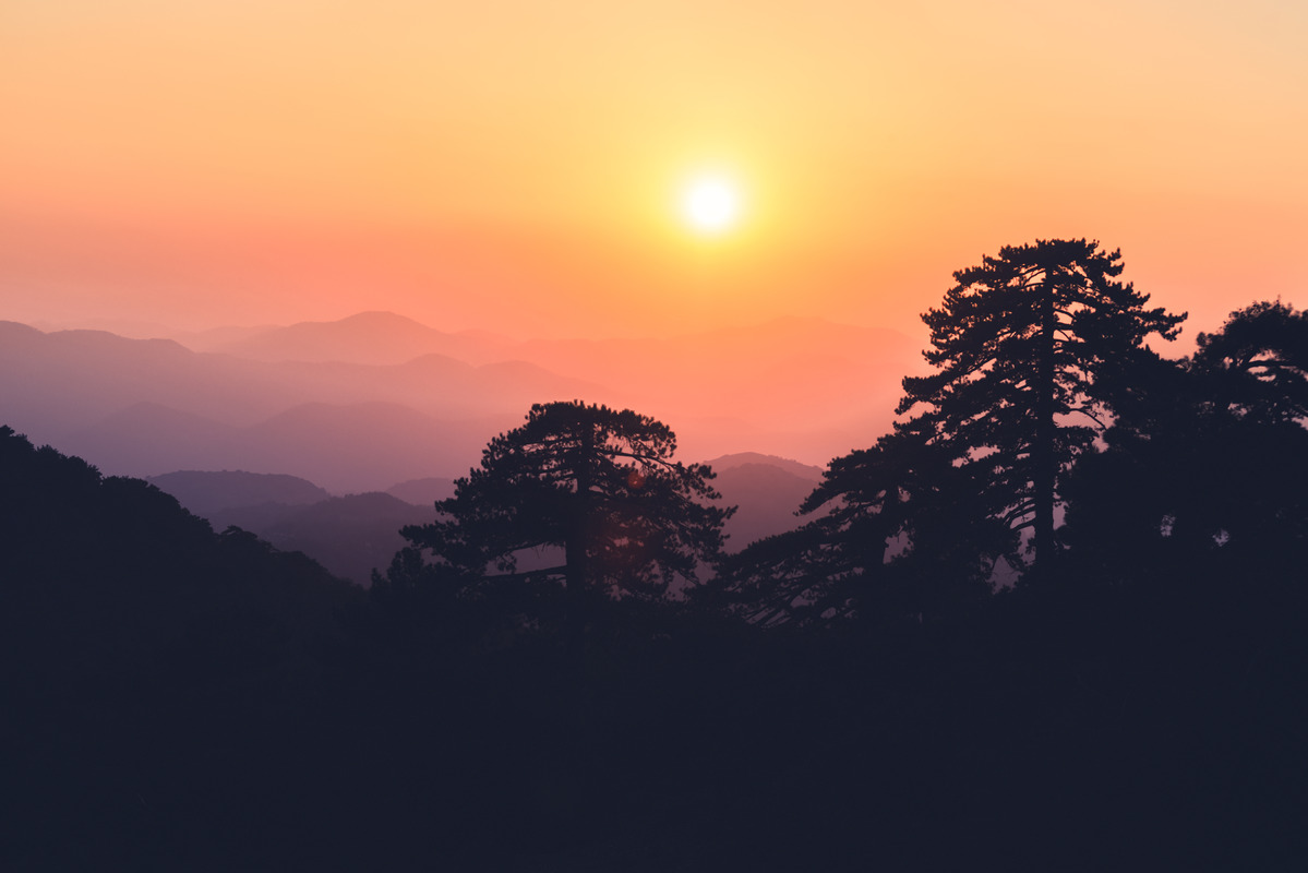 Mountains Silhouette During Sunset Wallpapers