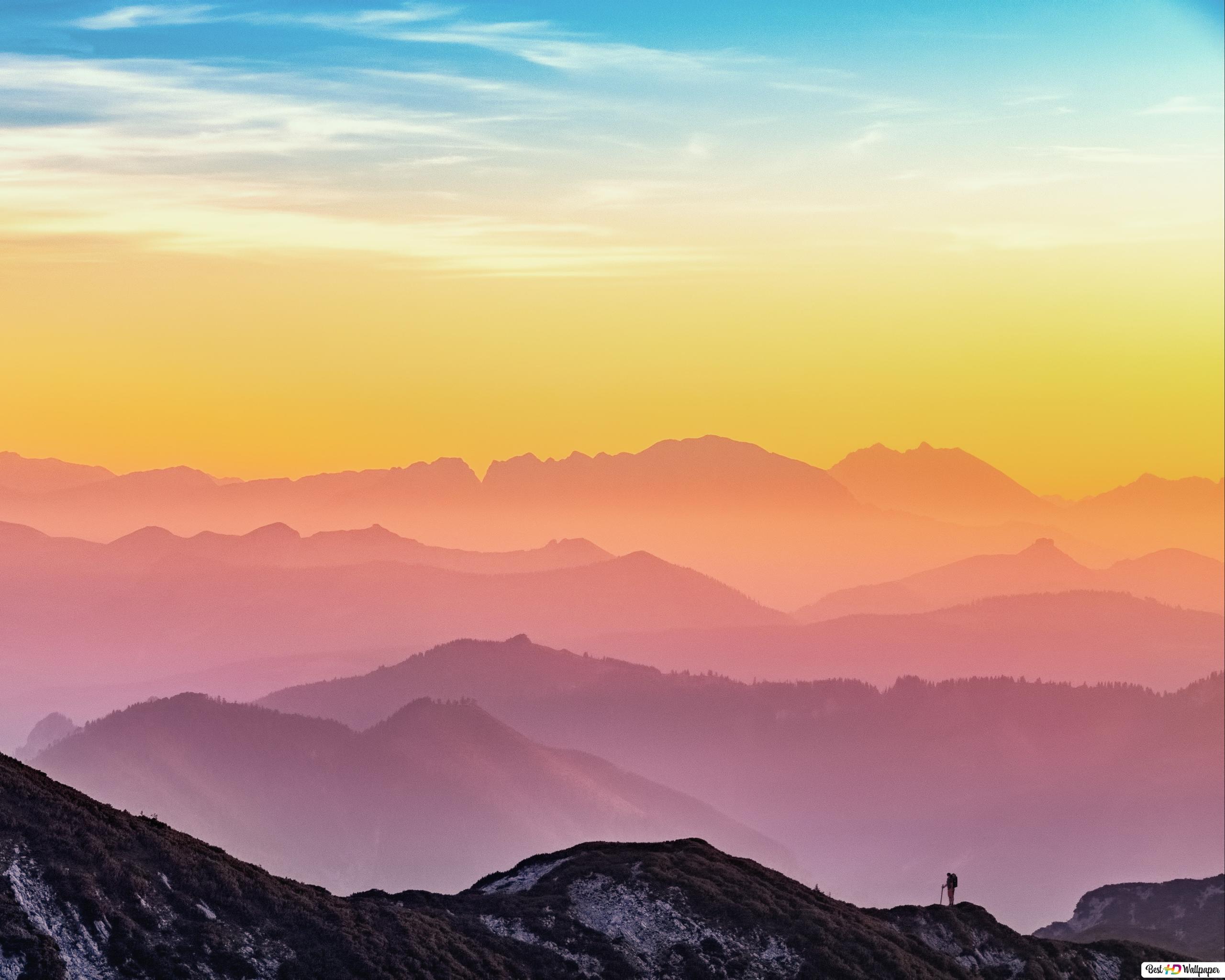 Mountains Silhouette During Sunset Wallpapers