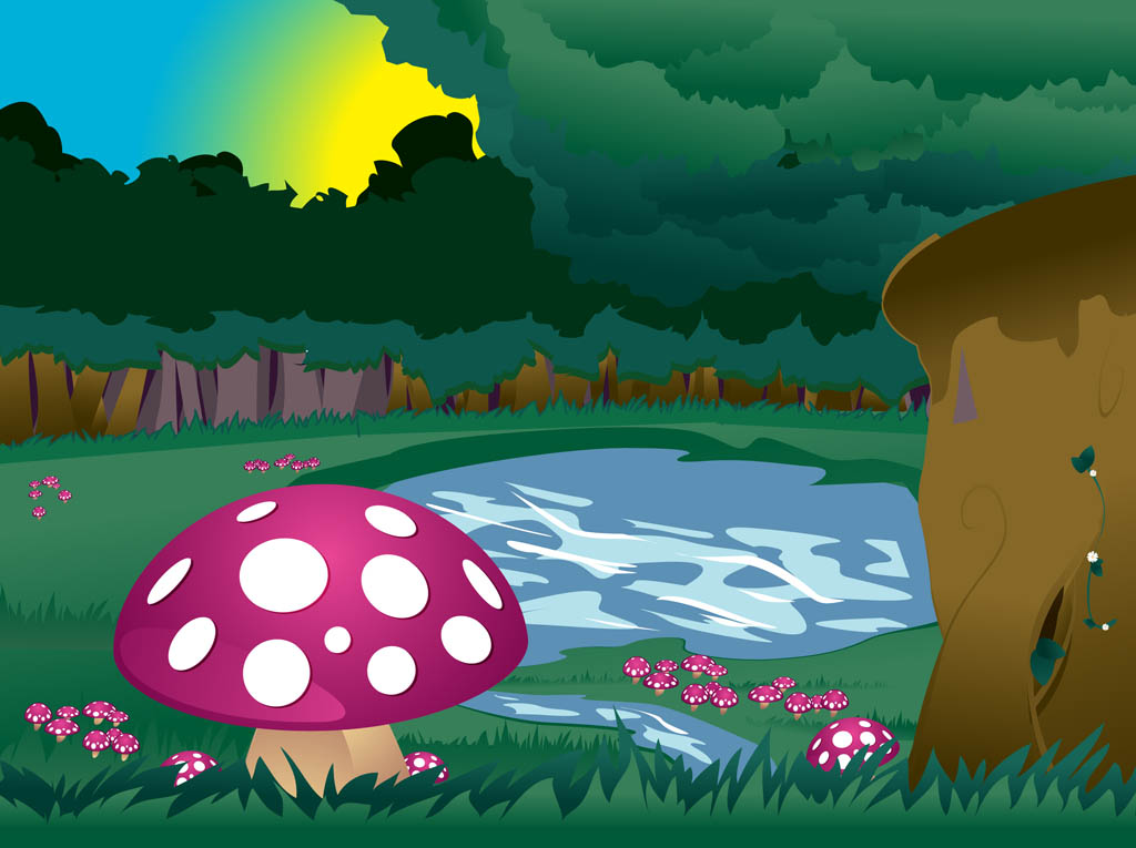 Mushroom Forest Background