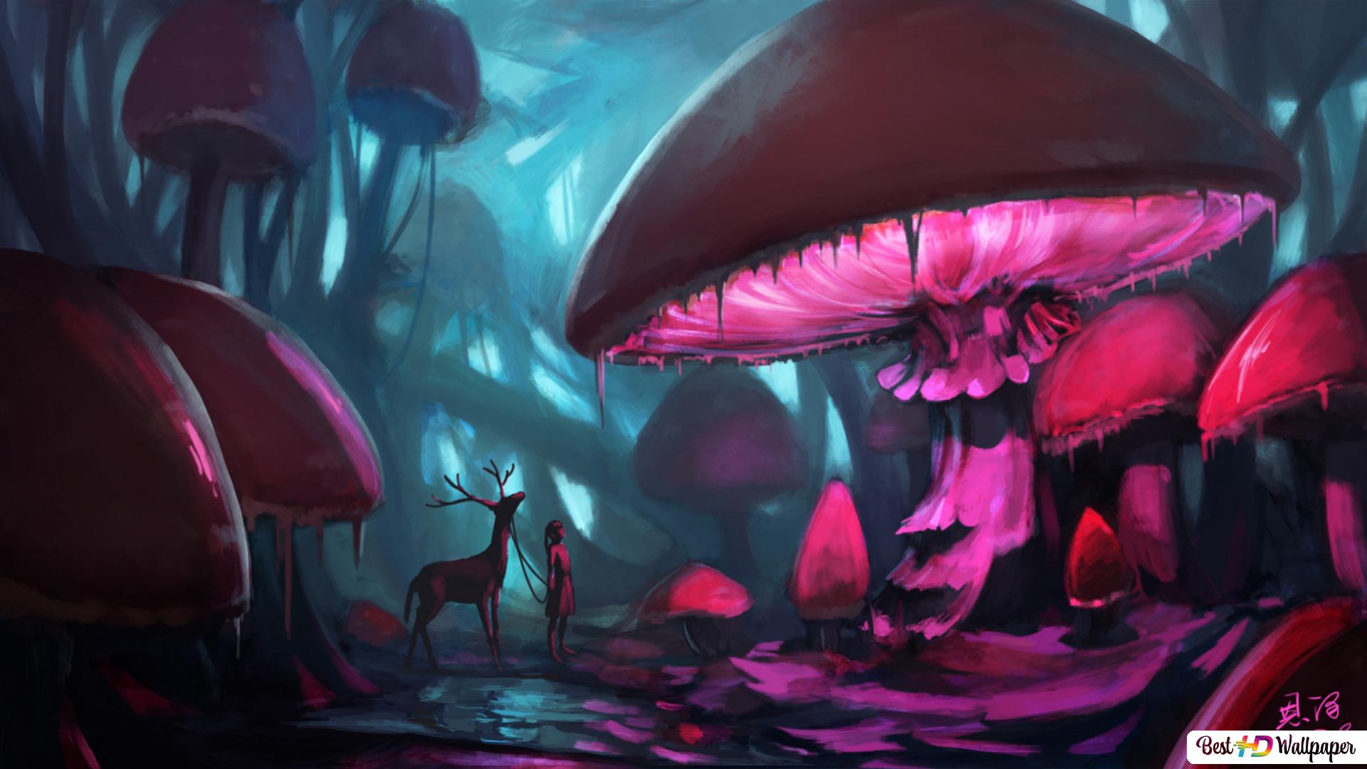 Mushroom Forest Background