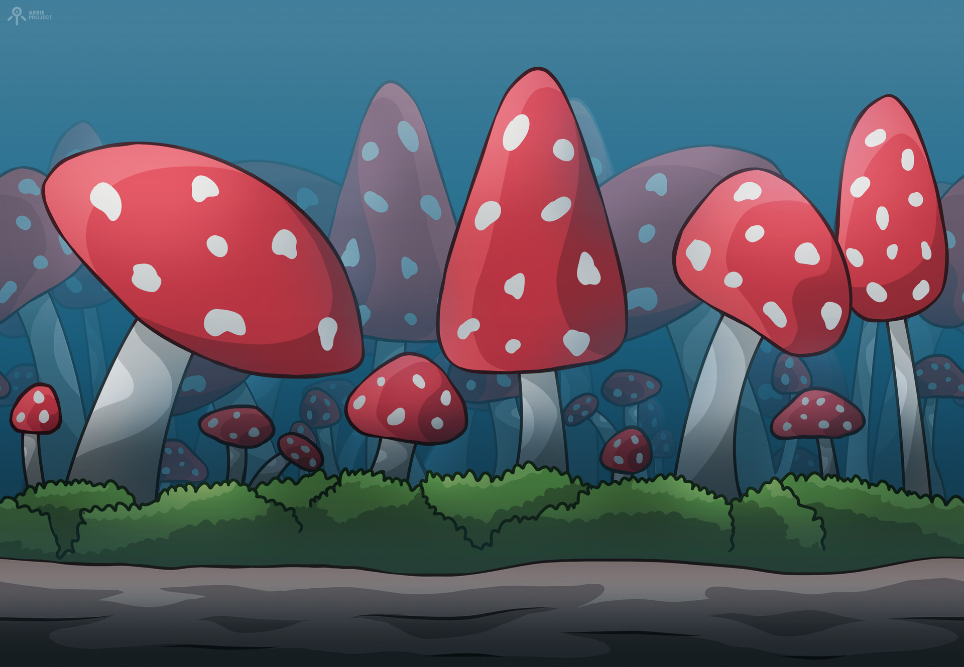 Mushroom Forest Background