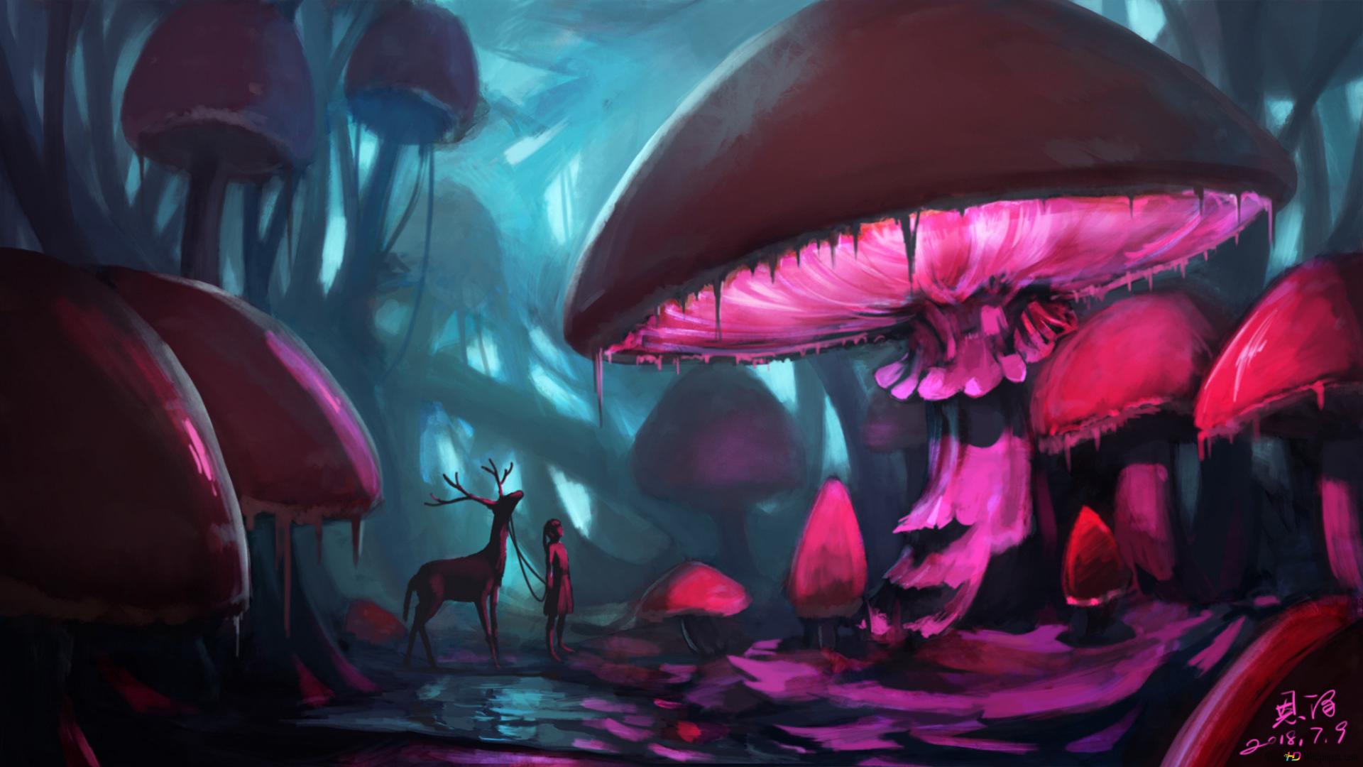 Mushroom Forest Background