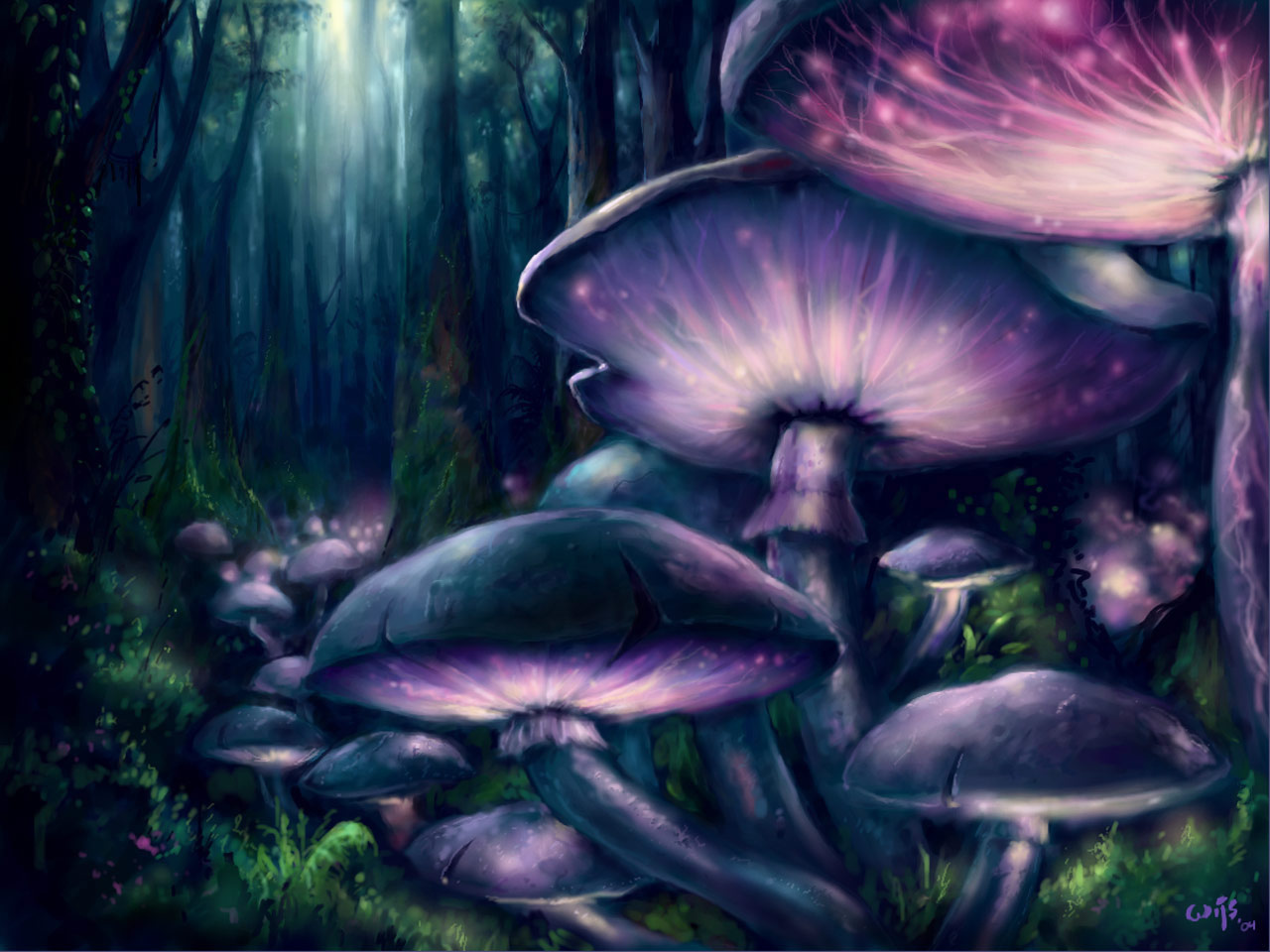 Mushroom Forest Background