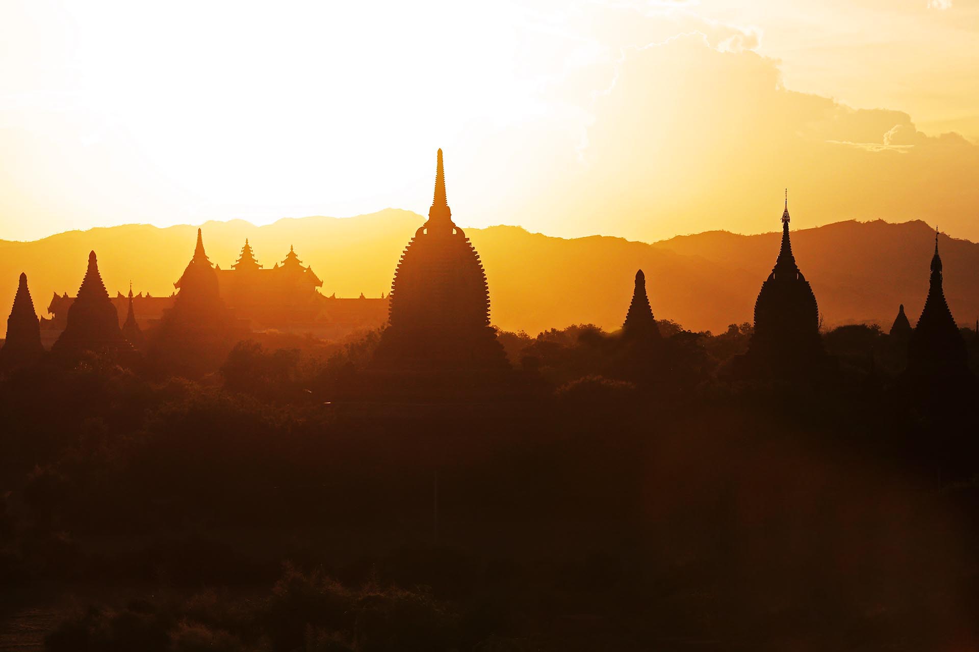 Myanmar Burma Temple Silhouette Wallpapers