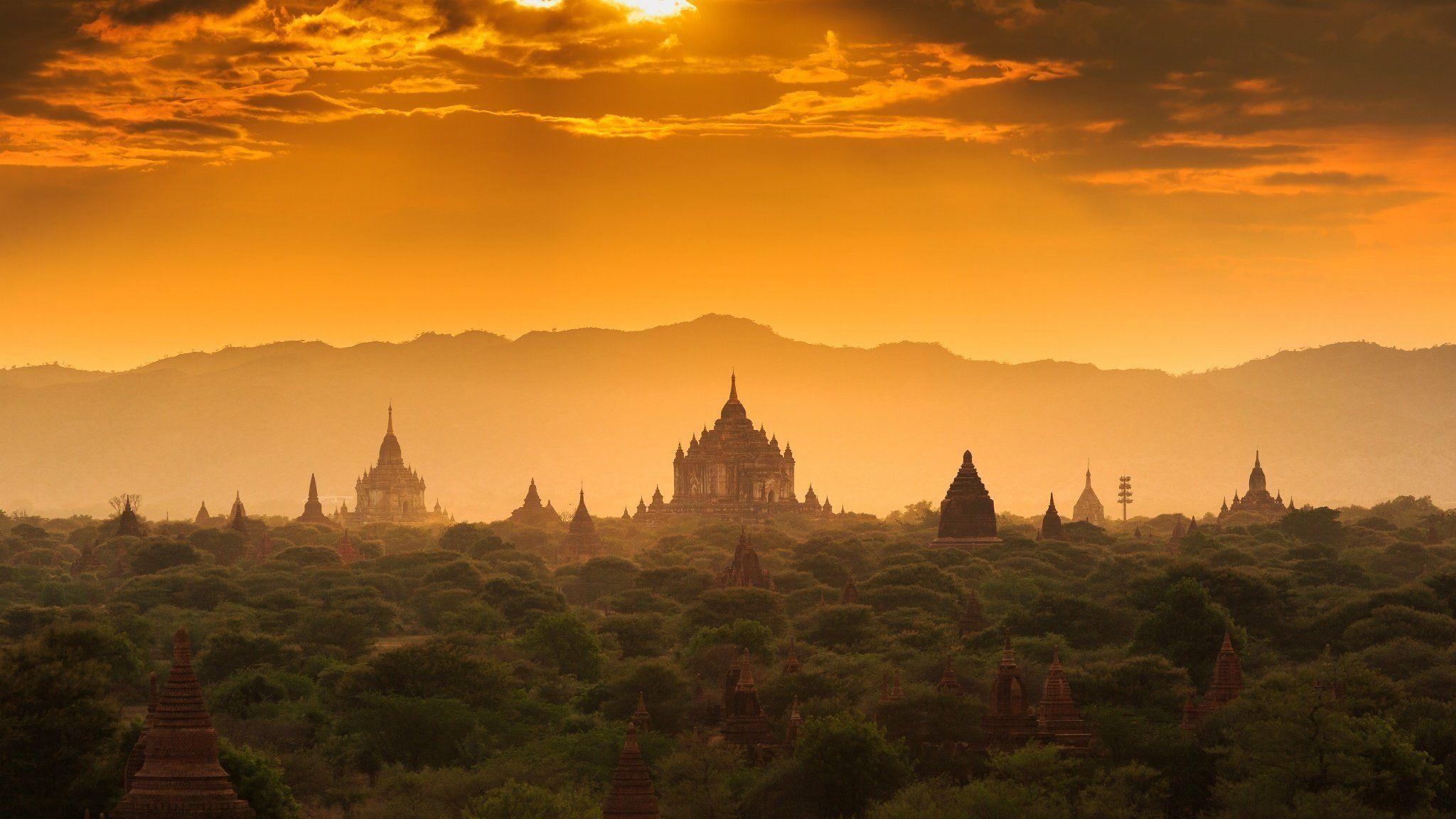 Myanmar Burma Temple Silhouette Wallpapers