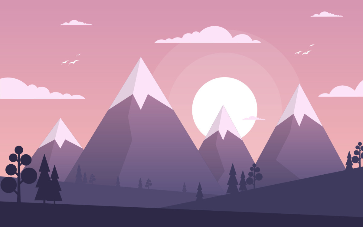 Nature Sunset Simple Minimal Illustration Wallpapers