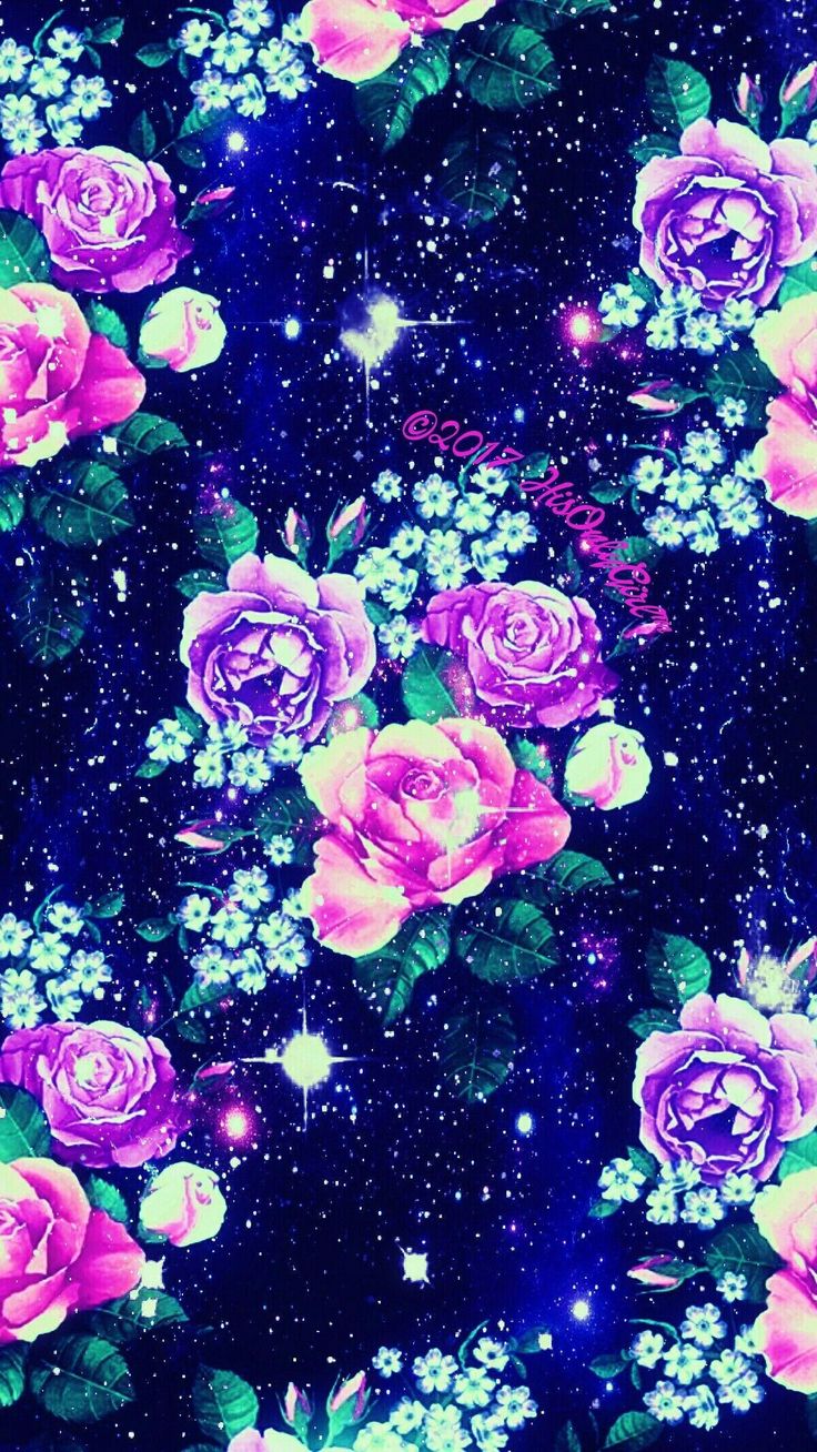 Neon Galaxy Flower Wallpapers