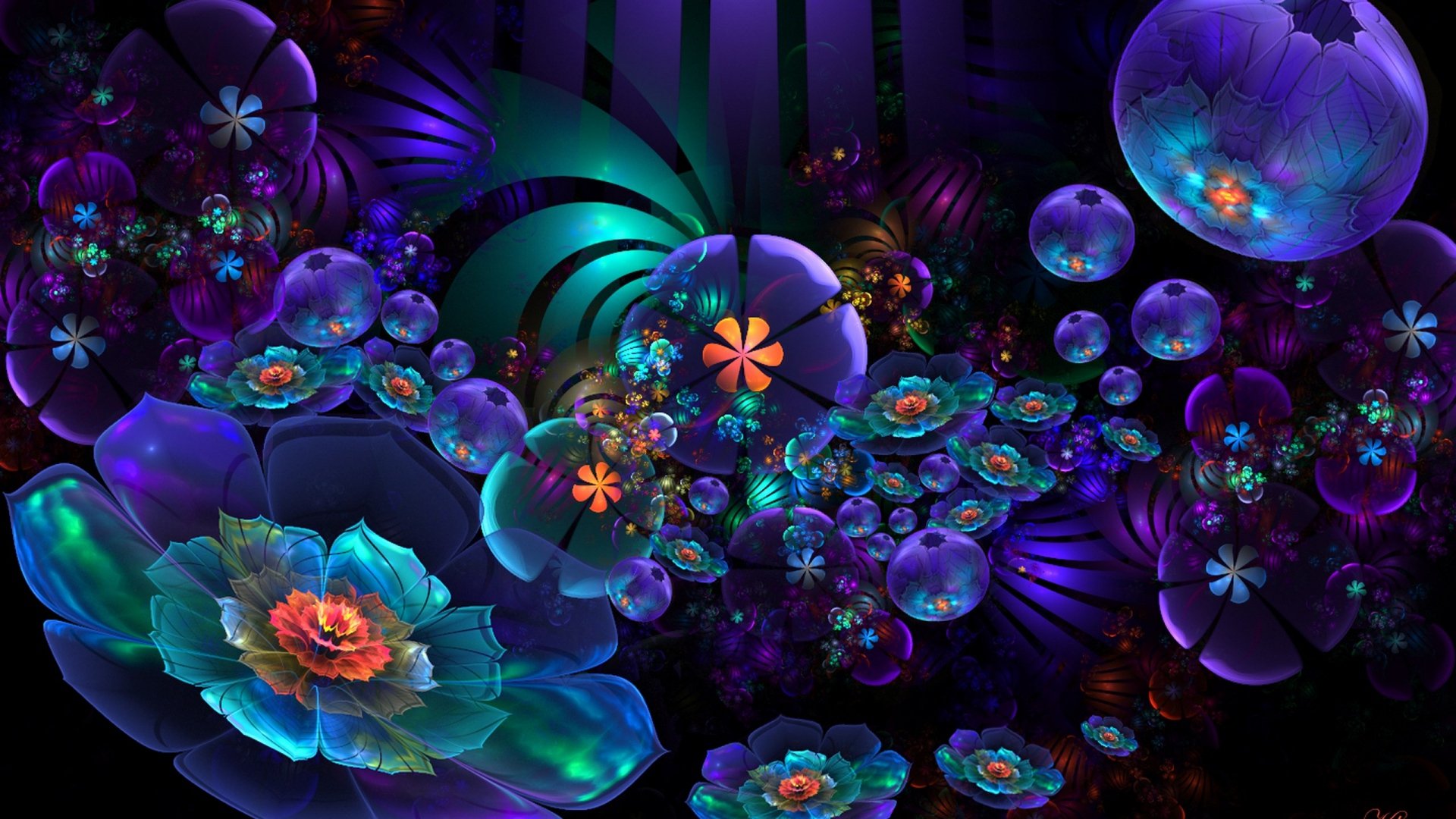 Neon Glowing Fractal Wallpapers