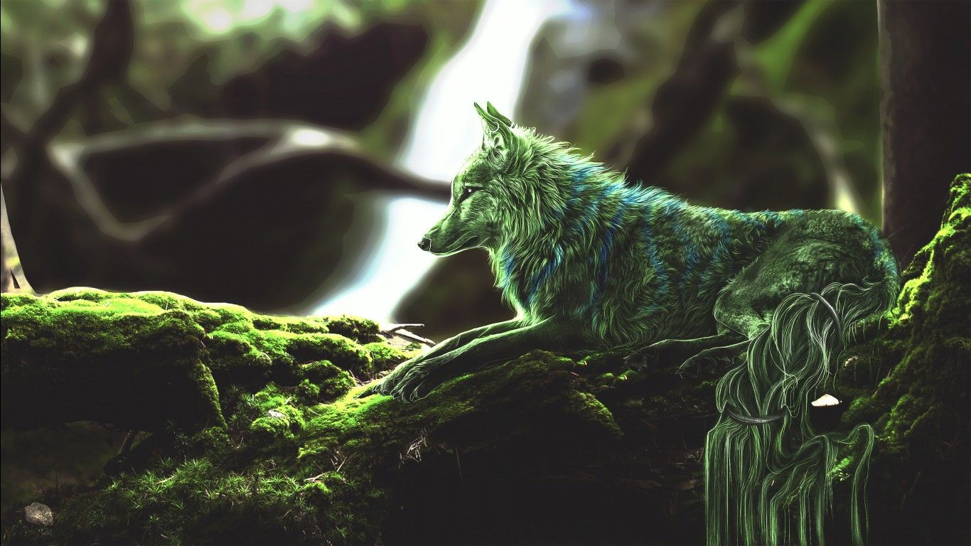 Neon Green Wolf Wallpapers