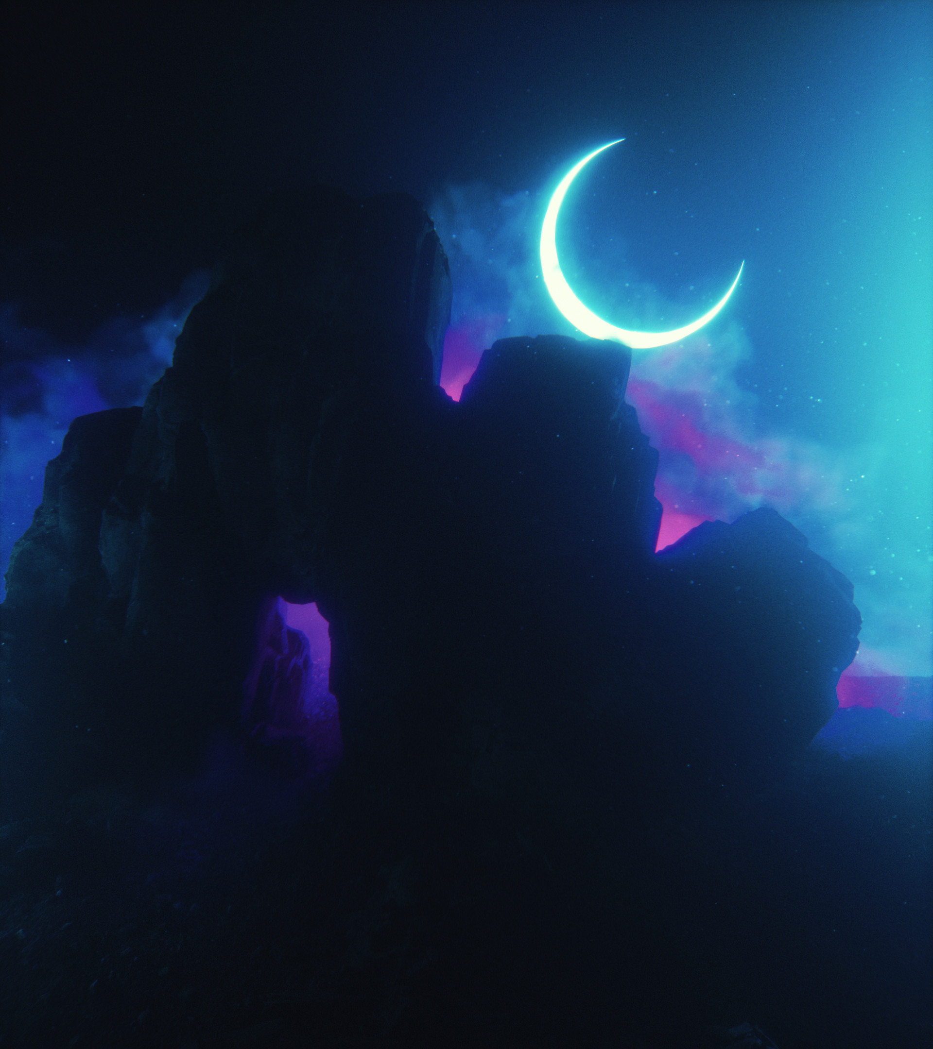 Neon Moon Art Wallpapers