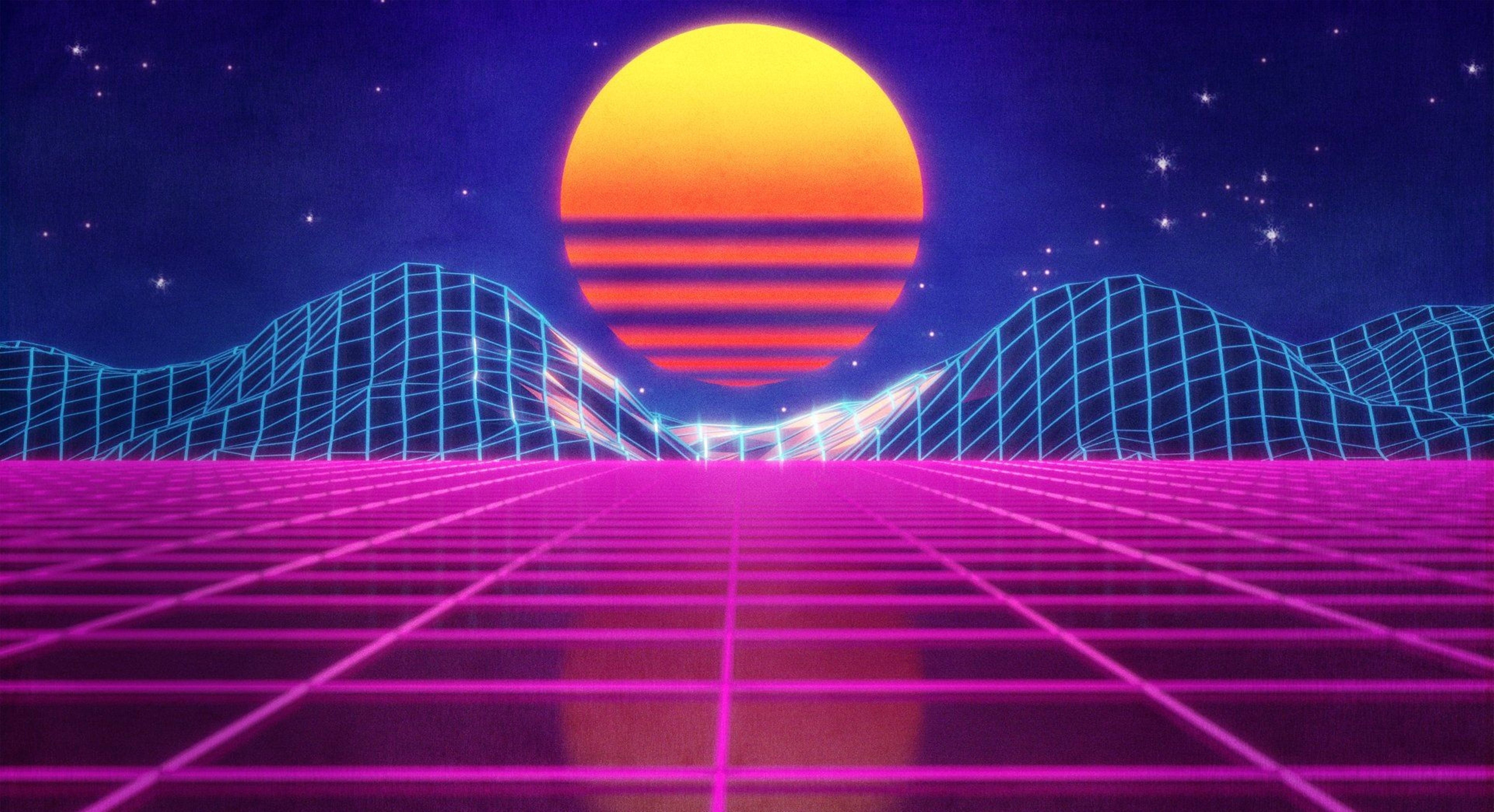 Neon Retro Planets Wallpapers