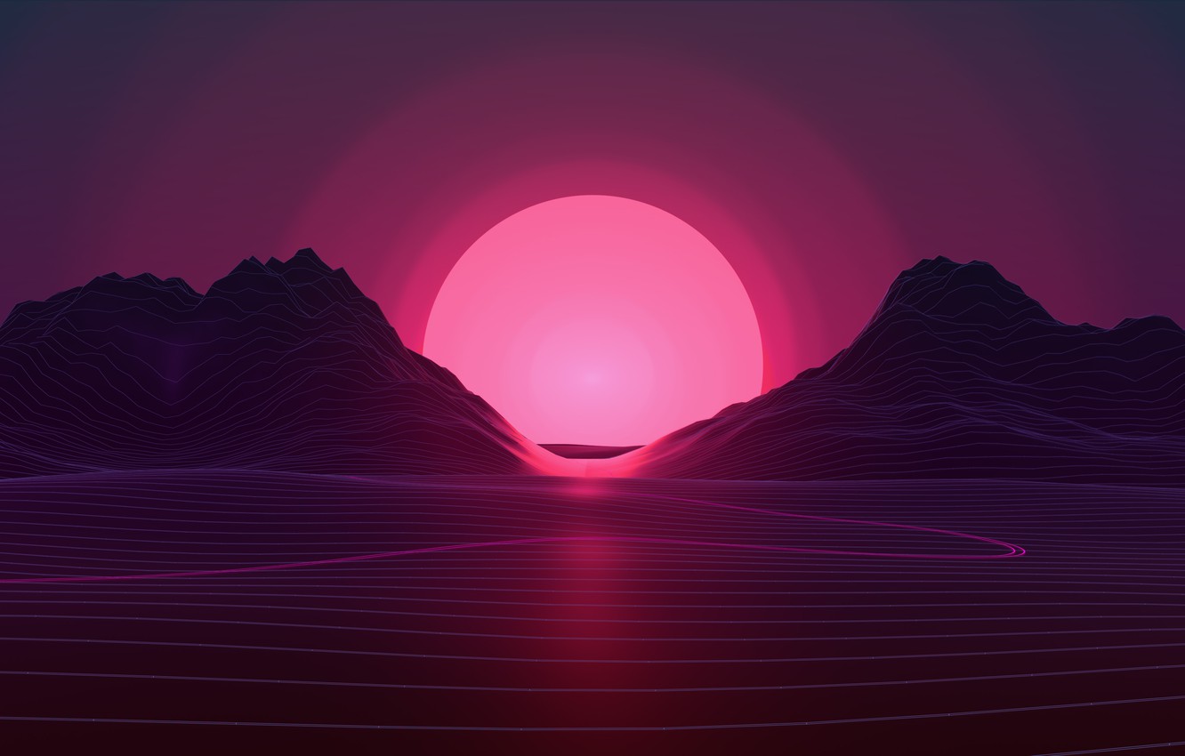 Neon Retrowave Hills Wallpapers