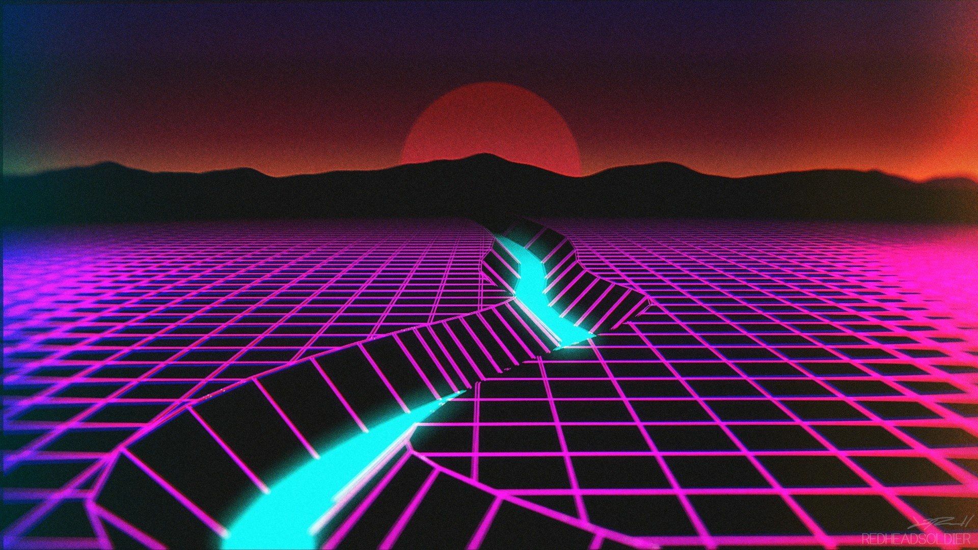 Neon Retrowave Hills Wallpapers