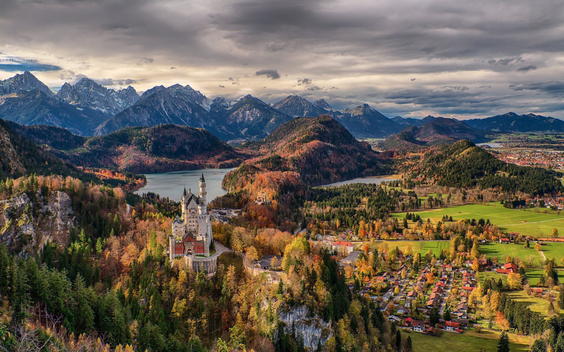 Neuschwanstein Castle Mountains And Forest Germany Wallpapers