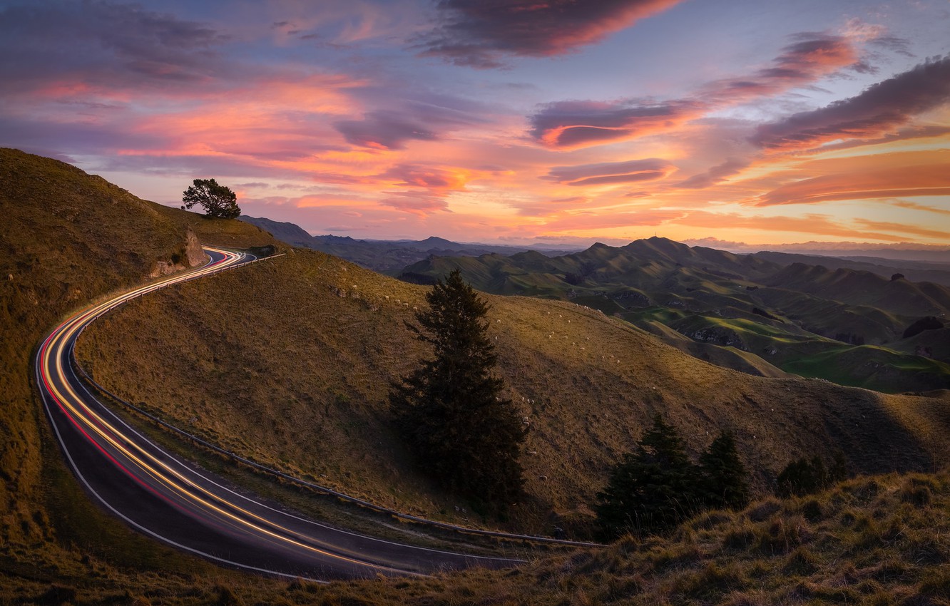 New Zealand Orange Mountain Sunset Wallpapers