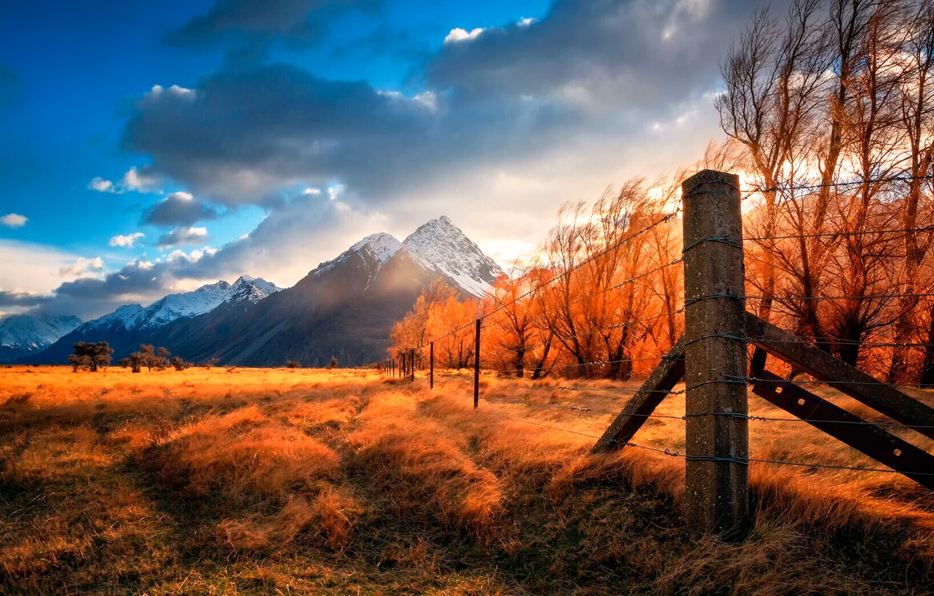 New Zealand Orange Mountain Sunset Wallpapers