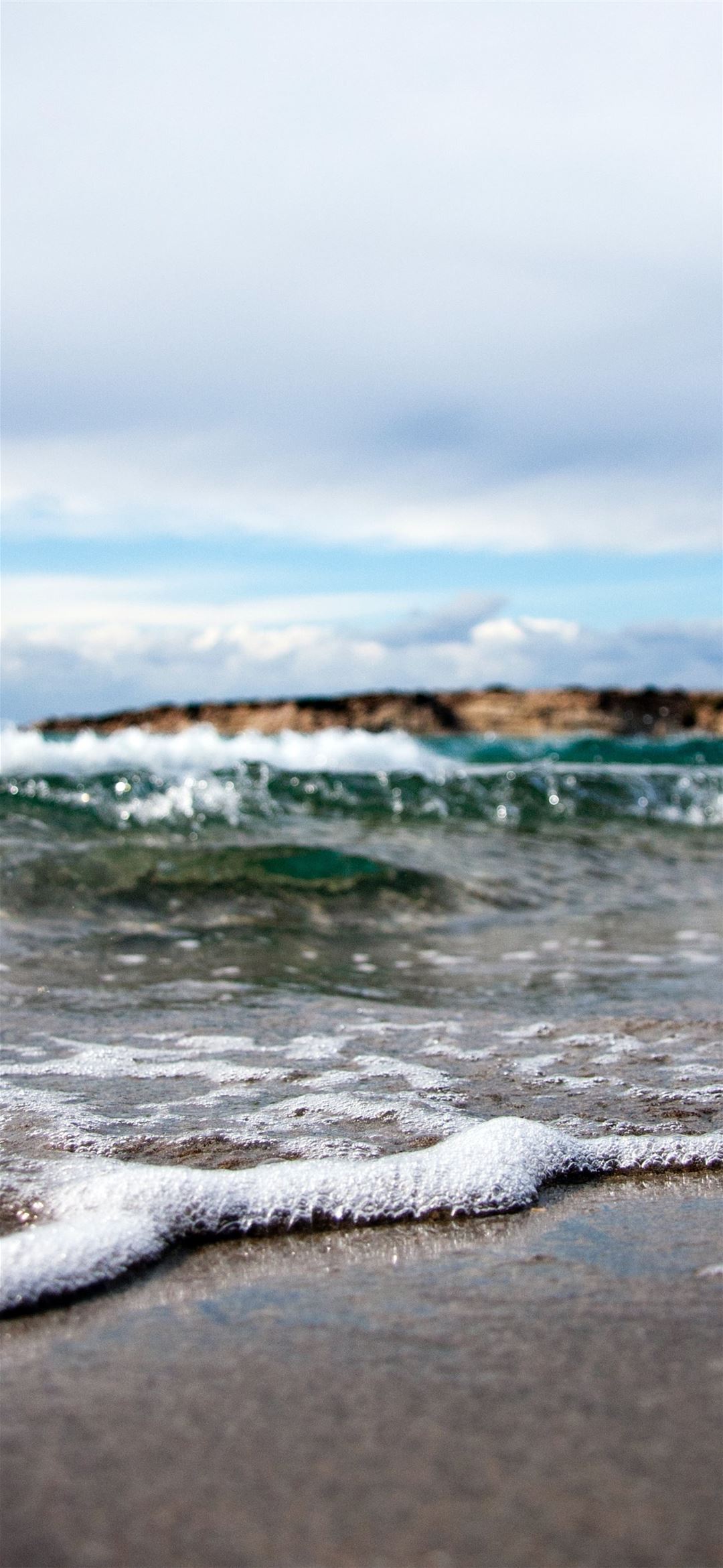 Nice Ocean Waves Under Blue White Cloudy Sky Wallpapers