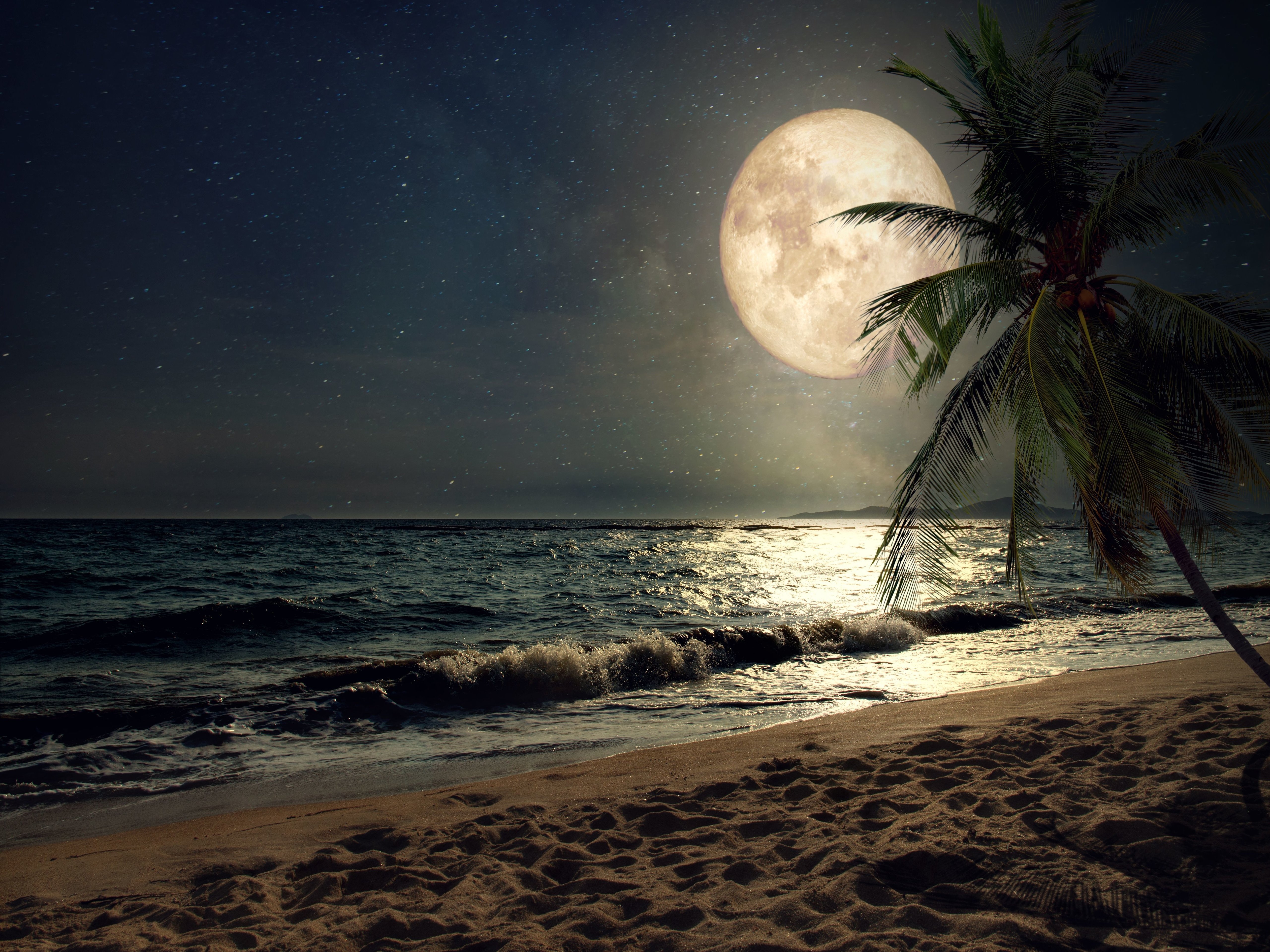 Night At Beach 4K Wallpapers