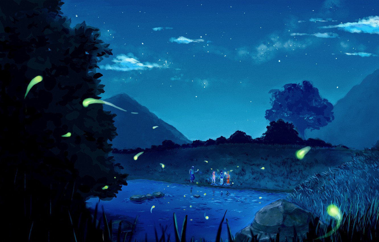 Night Mountains Summer Illustration Wallpapers