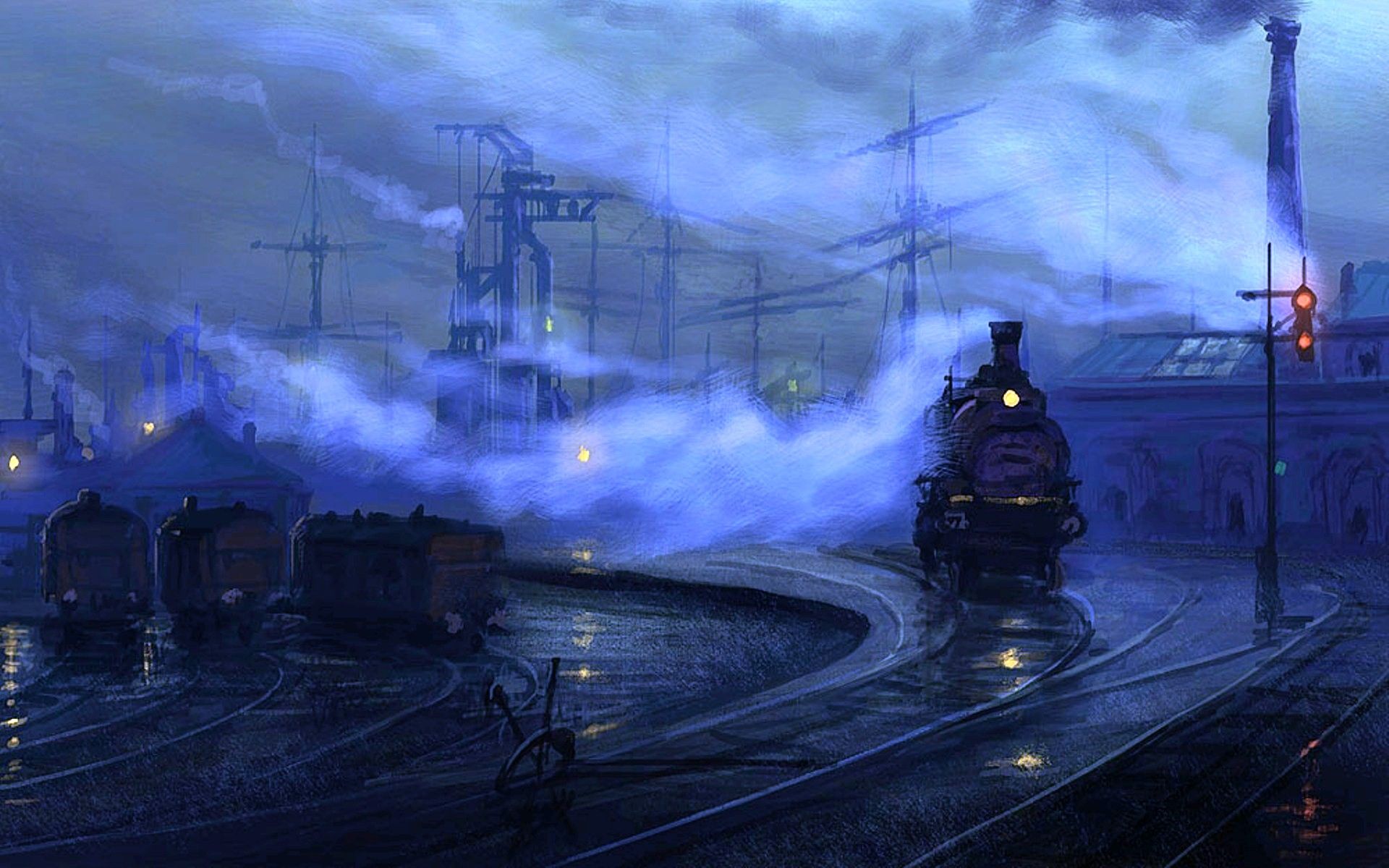Night Train Illustration 5K Wallpapers