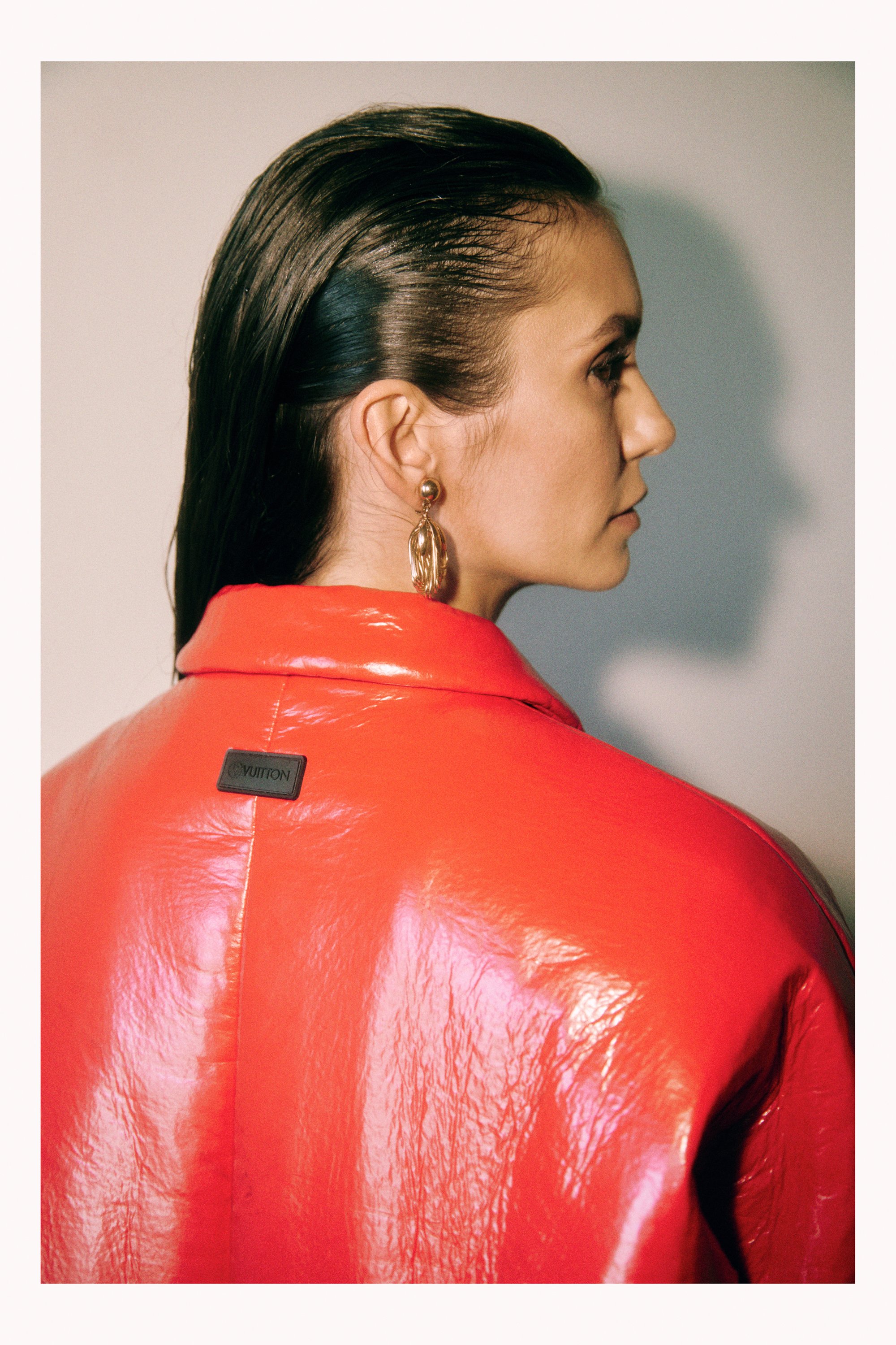 Nina Dobrev Red Leather Jacket Wallpapers