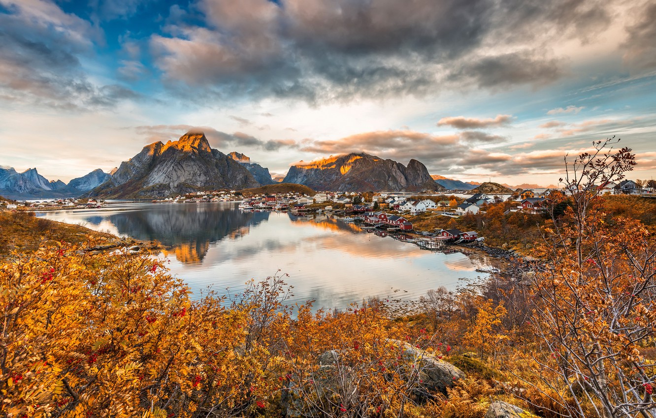 Norway Forest Reflection And Hills House Wallpapers