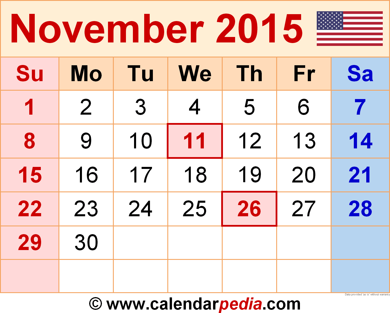 November 2015 Calendar Wallpapers