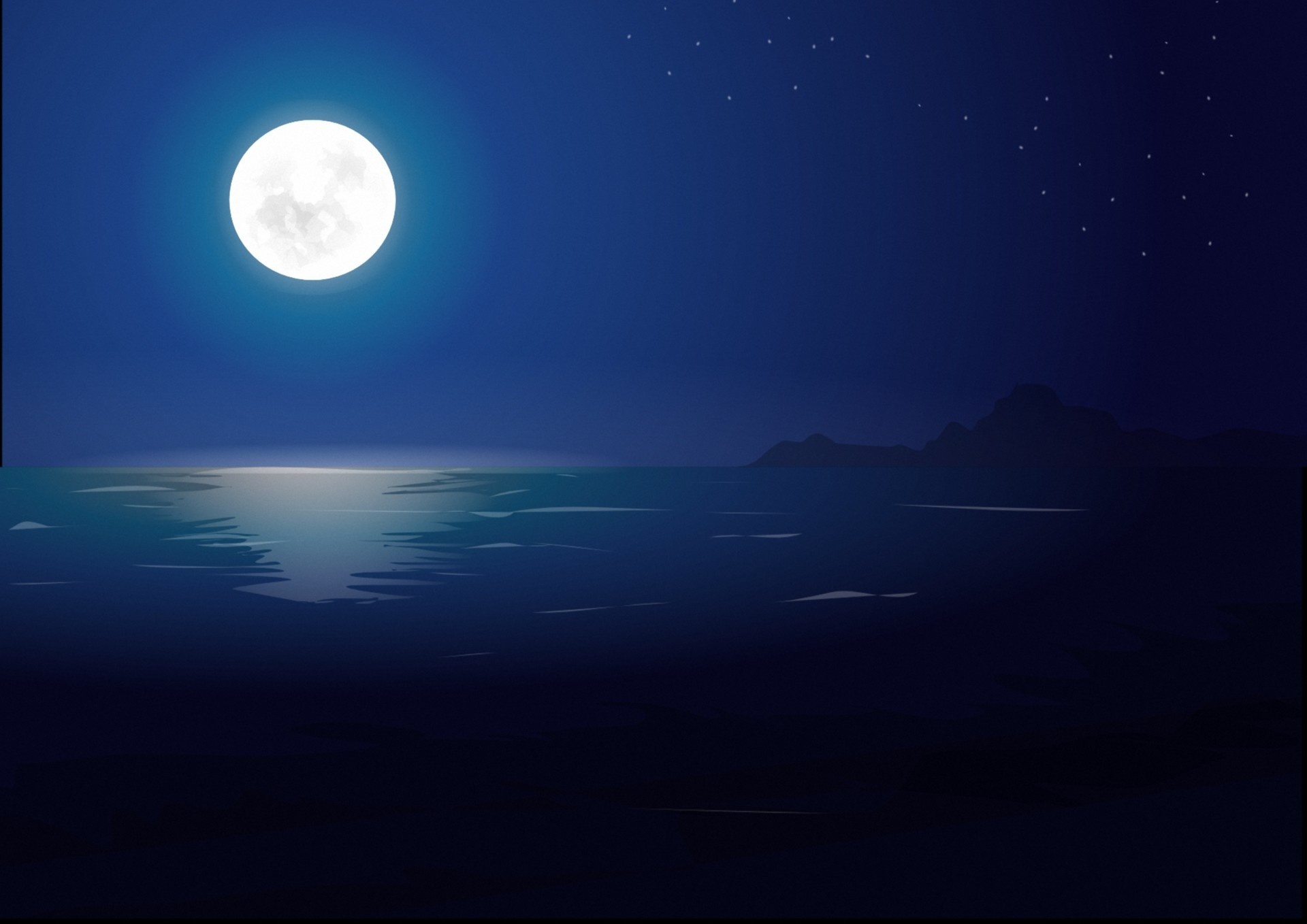 Ocean During Nighttime With Moon Wallpapers