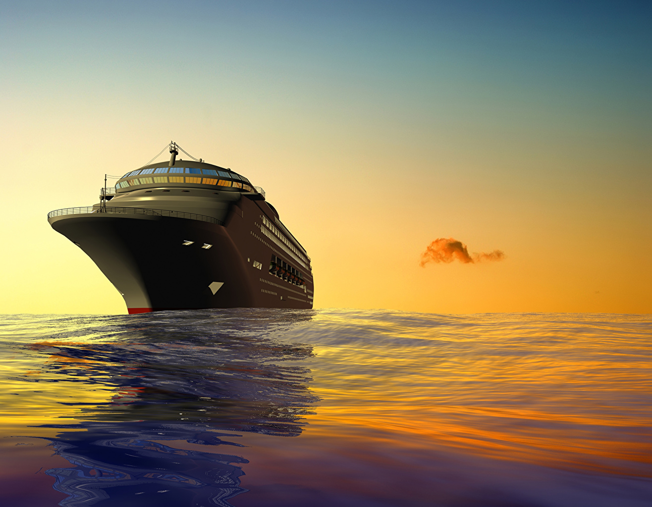 Ocean Ship Sunset Wallpapers