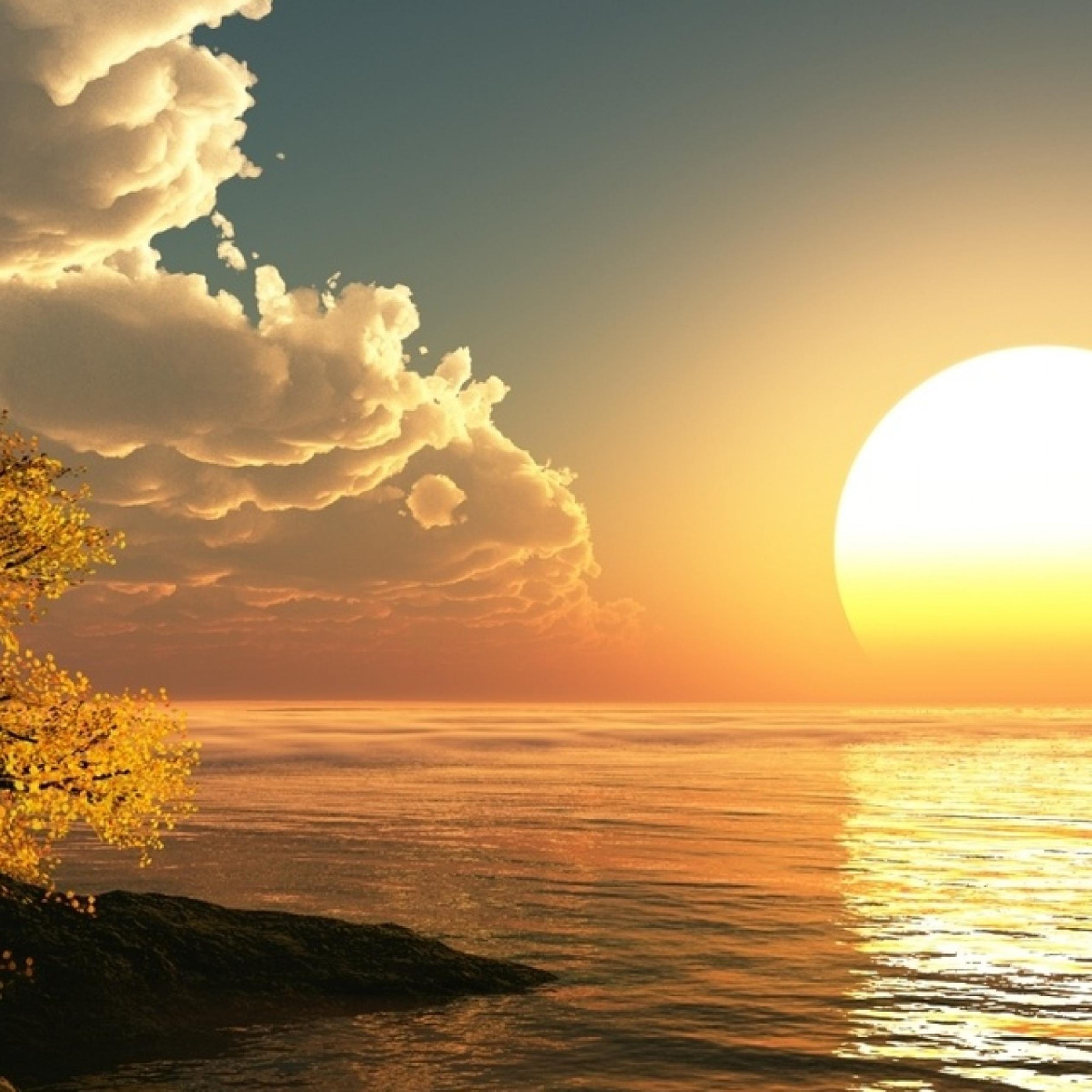 Ocean Sunrise Illustration Wallpapers